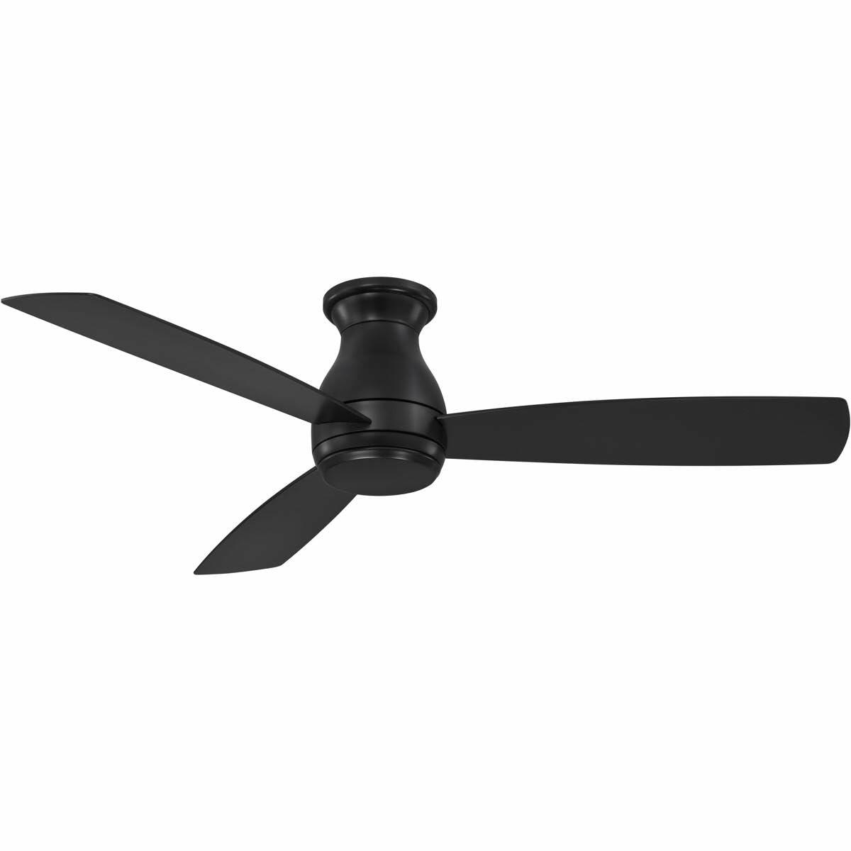 Fanimation Hugh 3 Blade Ceiling Fan 11.74 Inches Tall and 52 Inches Wide with Black Finish and Black Blades