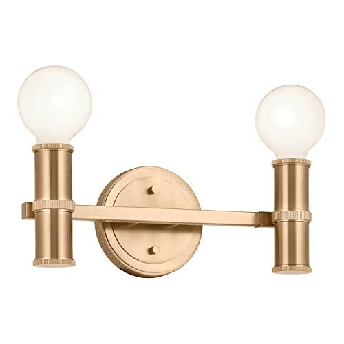 KICHLER Torche 2-Light Vanity Light, Modern Light in Champagne Bronze, Damp Rated, for Entryway, Fireplace, Bed, Vanity, Hallway, Jack and Jill Layout (13" x 5"), 55158CPZ