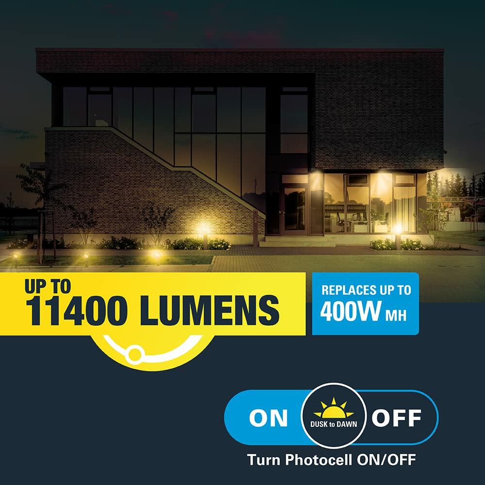 HALO Outdoor Integrated LED Large Floodlight, Bronze Finish, Selectable CCT 3000/4000/5000K, 10000 Max lumens, Dusk to Dawn