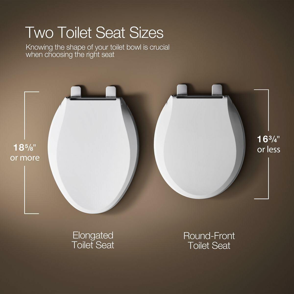 KOHLER 4636-RL-47 Cachet ReadyLatch Elongated Toilet Seat Slow Close, Soft Close Toilet Seat Quiet Lid, Contoured Grip-Tight Bumpers Installation Hardware, Apartment Essentials. Almond