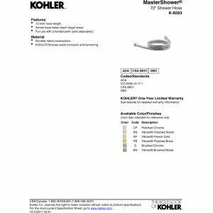 KOHLER K-8593-BL MasterShower 72" Metal Shower Hose, Durable Construction, Flexible Use, Matte Black