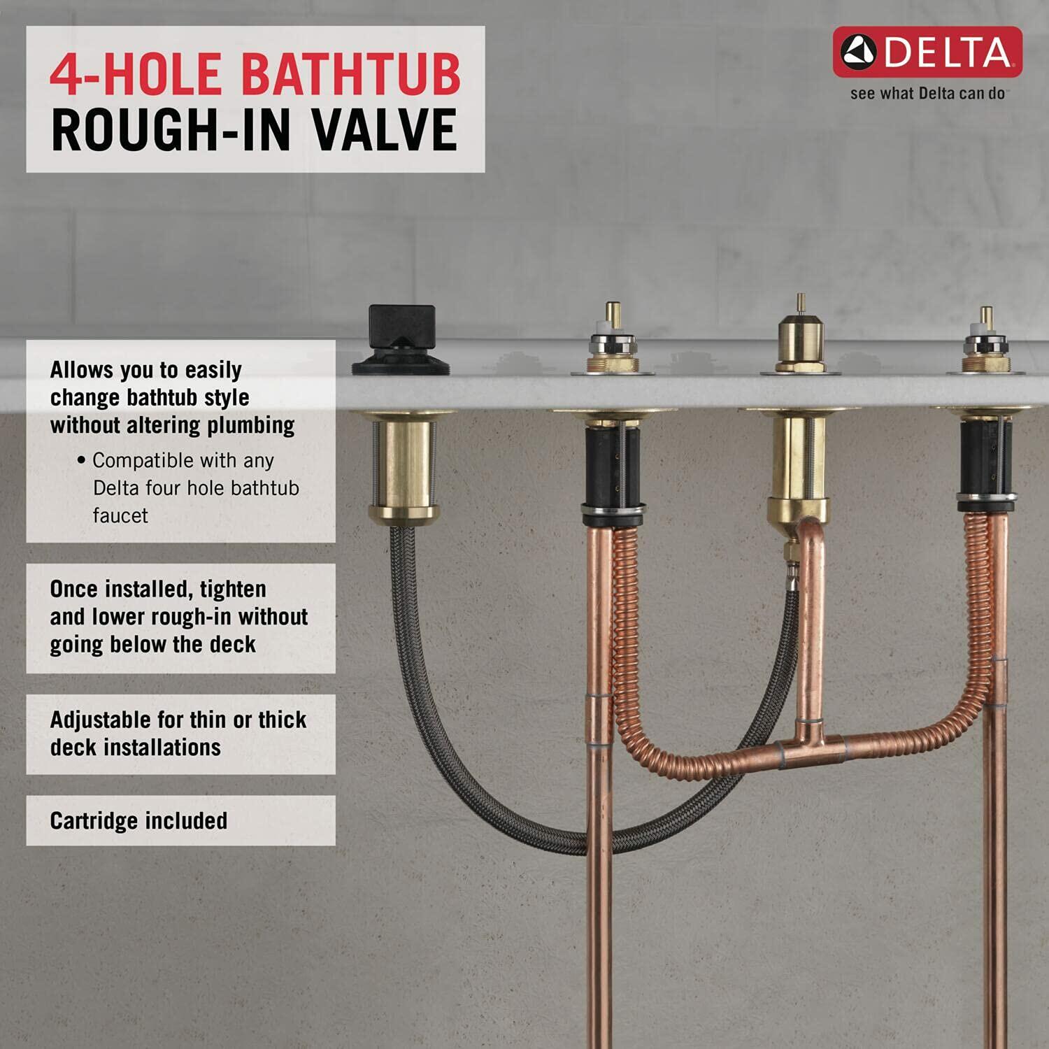 Delta Faucet Roman Tub Rough-In Valve for Delta 2-Handle Roman Tub Bath Faucets with Hand Showers R4707