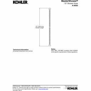 KOHLER K-8593-BL MasterShower 72" Metal Shower Hose, Durable Construction, Flexible Use, Matte Black