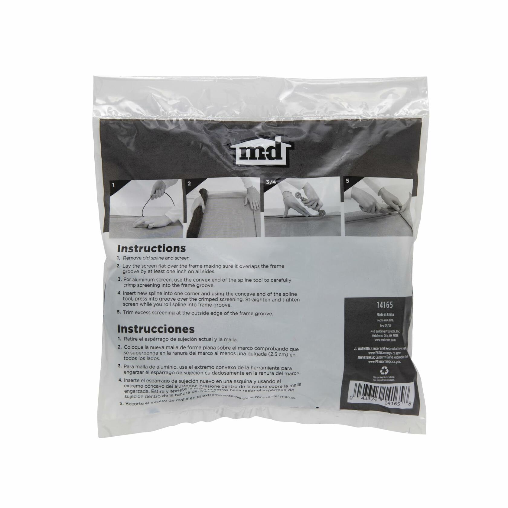 M-D Building Products 14165 0.125 in., 0.14 in., 0.16 in. x 20 ft. Black Window Screen Spline Variety Pack