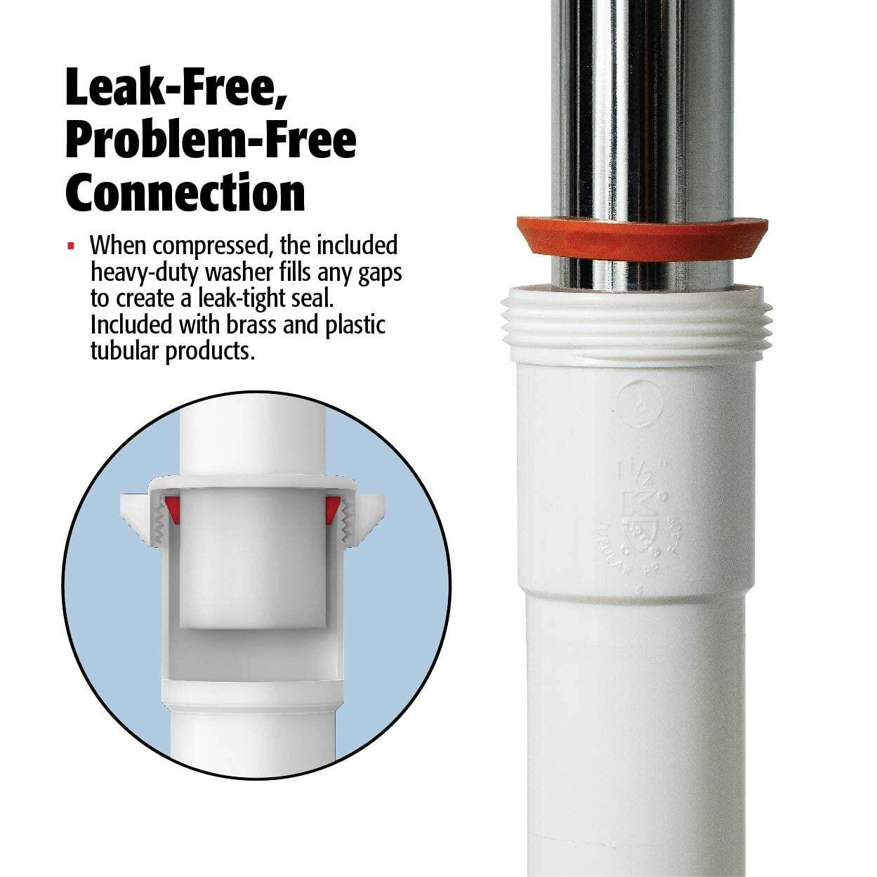 Plumb Pak 125A-16WK End Outlet Continuous Waste Direct Connect, 1.5 x 16 Inch, White