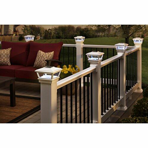 White Solar LED Post Light Cap 4.5" x 4.5" for Bridges, Fences, Decks, & Posts
