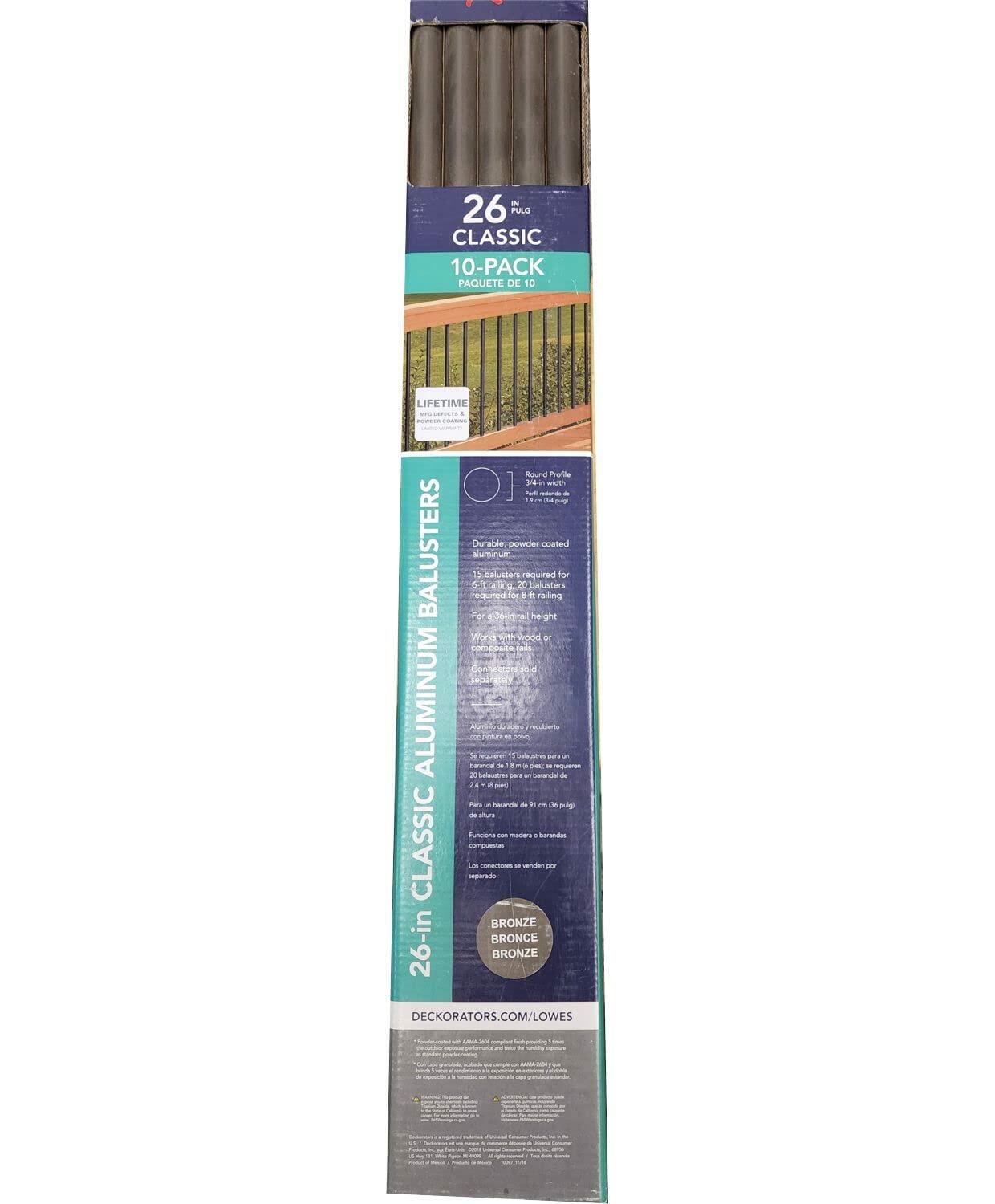 Deckorators Bronze Deck Round Classic Railing Balusters Pack of 10