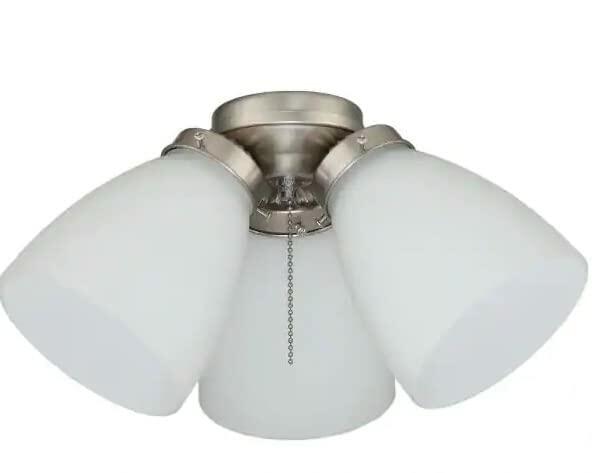 Intertek 3-Light Brushed Nickel Ceiling Fan Shades LED Light Kit LK1905