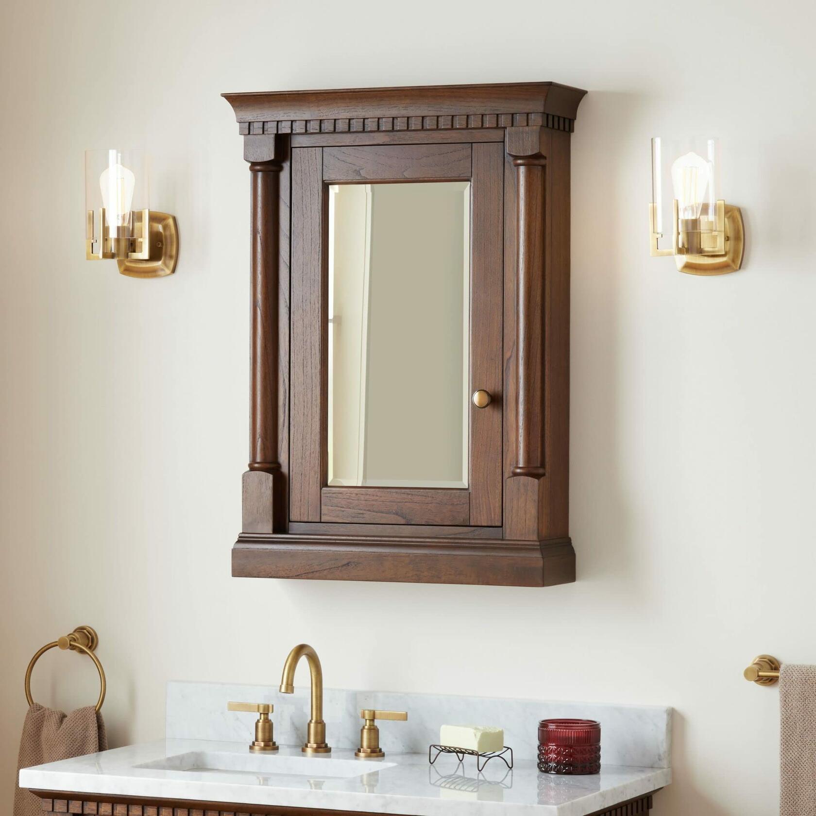 Signature Hardware 484247 Claudia 24" Mahogany Framed Single Door Medicine Cabinet - Antique Coffee