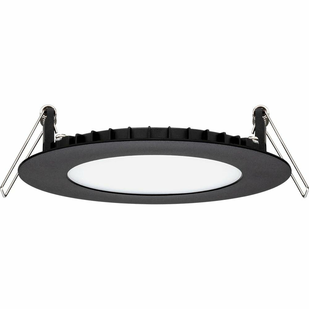 Juno LED Recessed Lights 6 Inch Round Wafer Downlight, 5-in-1 Switchable White Color Temperature, 120 Volts, 6-Inch Ultra-Thin Flat Trim, Matte Black with Brushed Nickel Trim (WF6 SWW5 90CRI MBBN M6)
