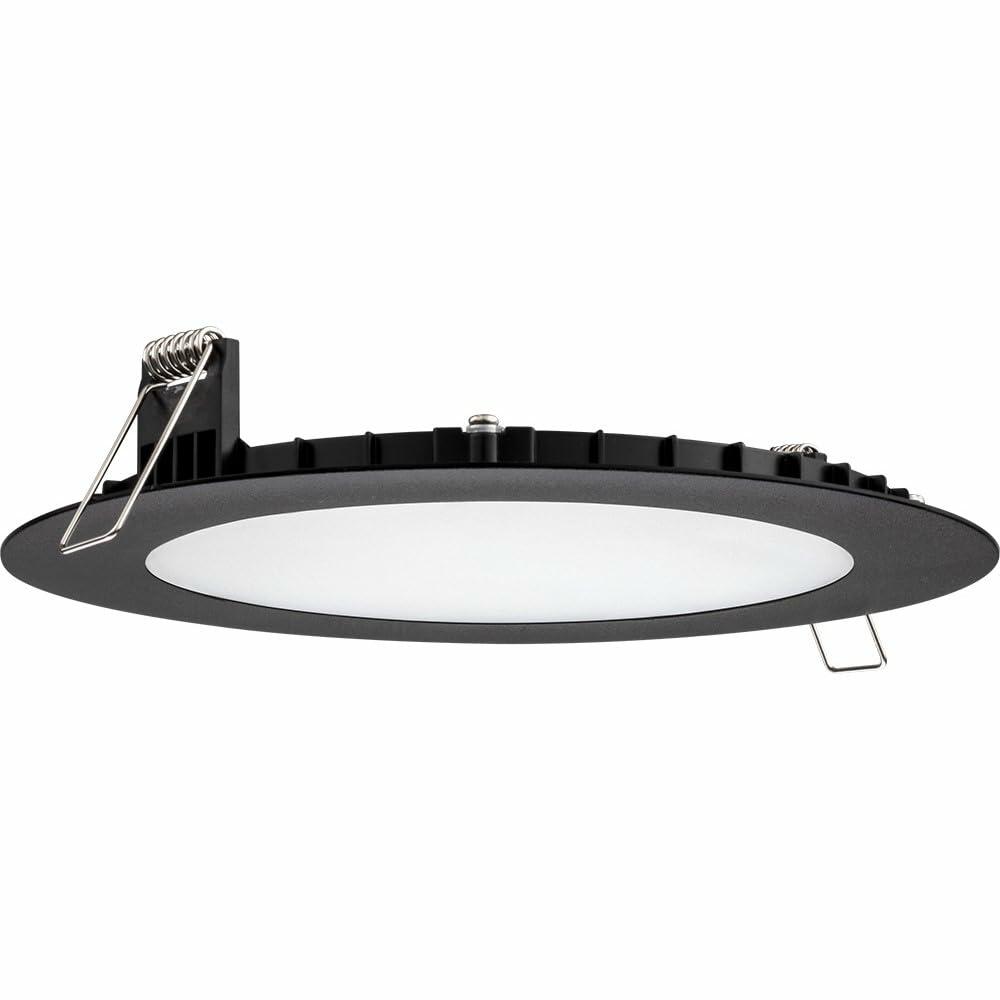Juno LED Recessed Lights 6 Inch Round Wafer Downlight, 5-in-1 Switchable White Color Temperature, 120 Volts, 6-Inch Ultra-Thin Flat Trim, Matte Black with Brushed Nickel Trim (WF6 SWW5 90CRI MBBN M6)