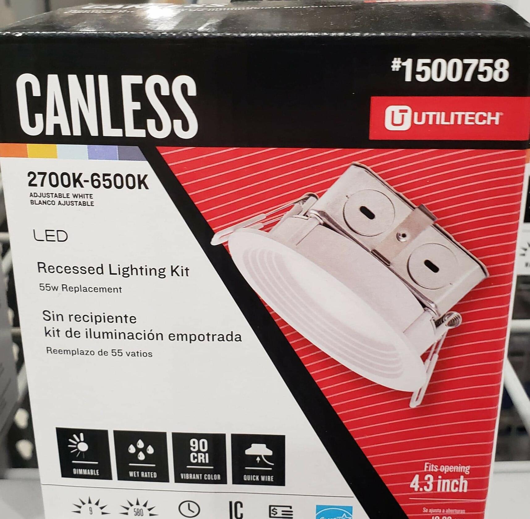 Utilitech Color Changing 4-in 55-Watt Equivalent White Round Dimmable Recessed Downlight Canless MQTL1120A-L9K9027 4 Inches