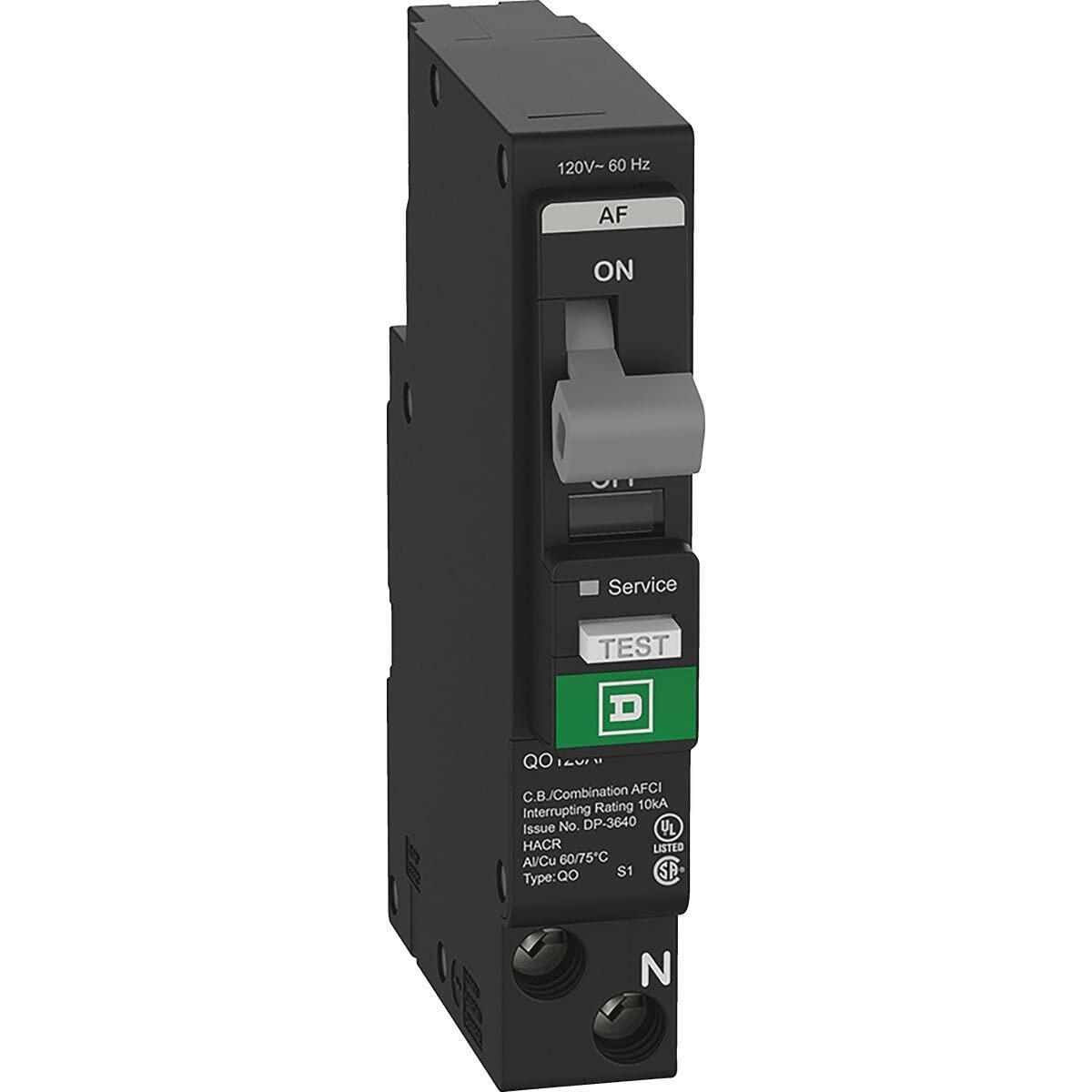 Square D QO 15 amps Arc Fault/Ground Fault Single Pole Circuit Breaker