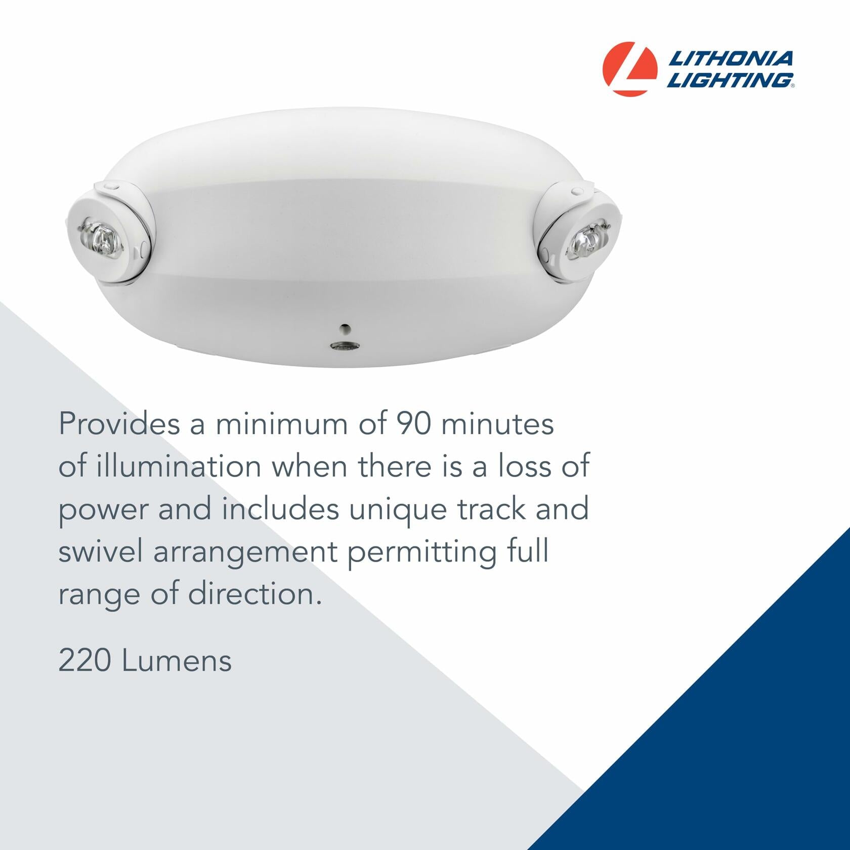 Lithonia Lighting Quantum Emergency Light, Contemporary Commercial LED Emergency Lights with 2 Aimable Lamp Heads, Ceiling or Wall Mount, White Thermoplastic, 120/277V Dual Voltage (ELM2L M12)