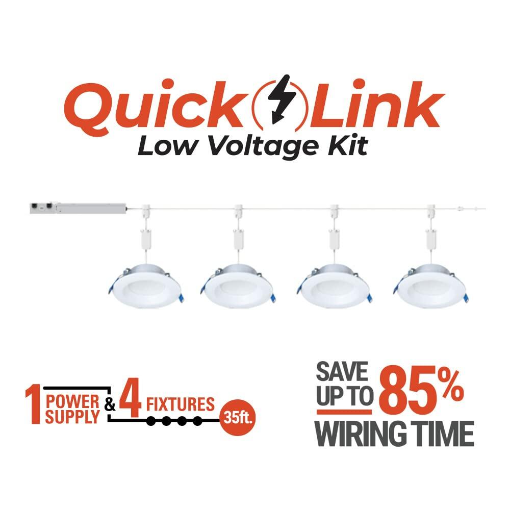 HALO 4 inch Quicklink Canless LED Downlight Selectable 2700K, 3000K, 3500K, 4000K, 5000K CCT – White (4 pack)