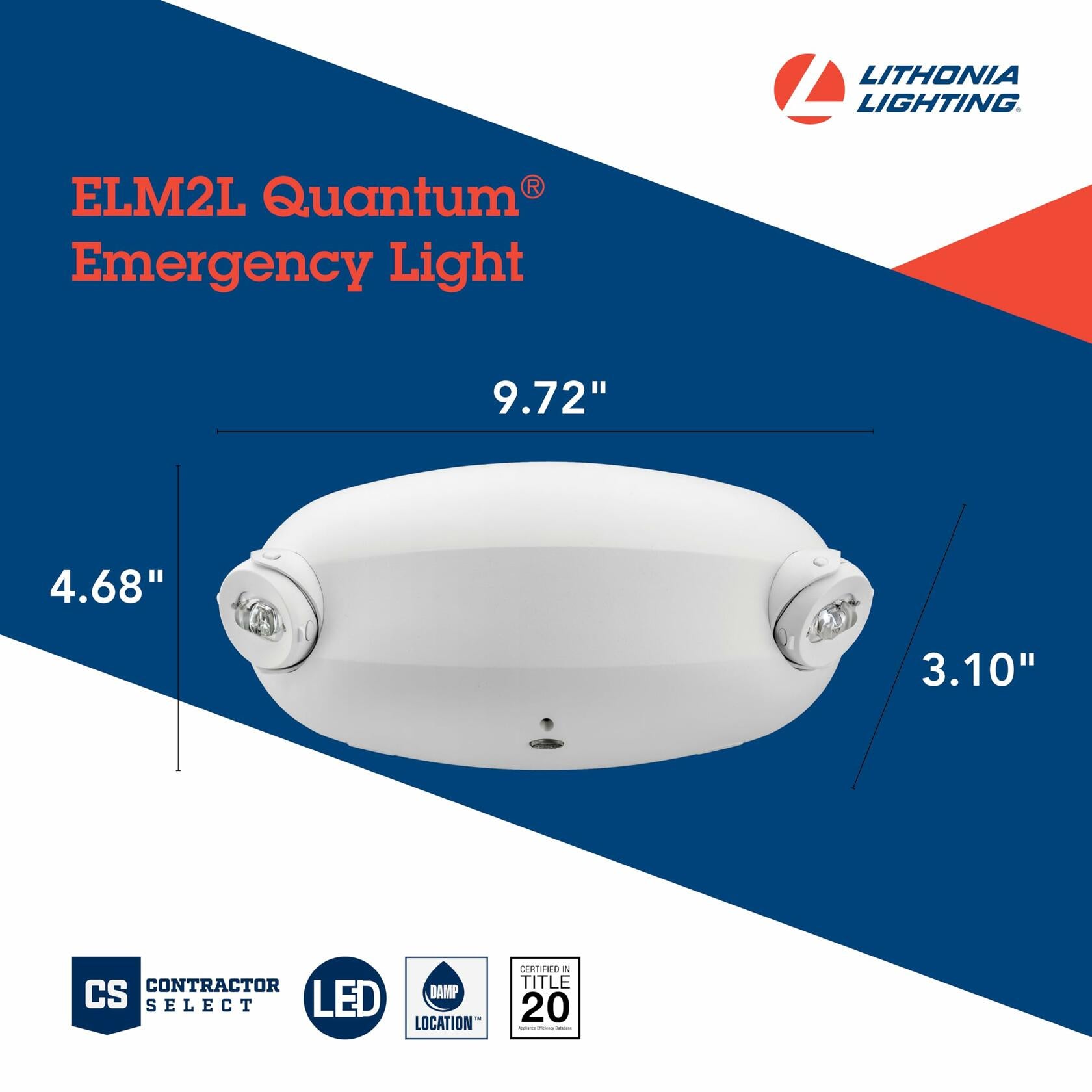 Lithonia Lighting Quantum Emergency Light, Contemporary Commercial LED Emergency Lights with 2 Aimable Lamp Heads, Ceiling or Wall Mount, White Thermoplastic, 120/277V Dual Voltage (ELM2L M12)