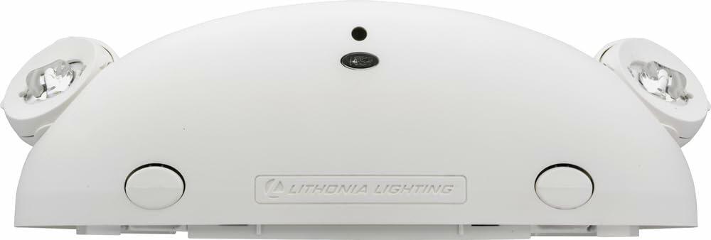 Lithonia Lighting Quantum Emergency Light, Contemporary Commercial LED Emergency Lights with 2 Aimable Lamp Heads, Ceiling or Wall Mount, White Thermoplastic, 120/277V Dual Voltage (ELM2L M12)