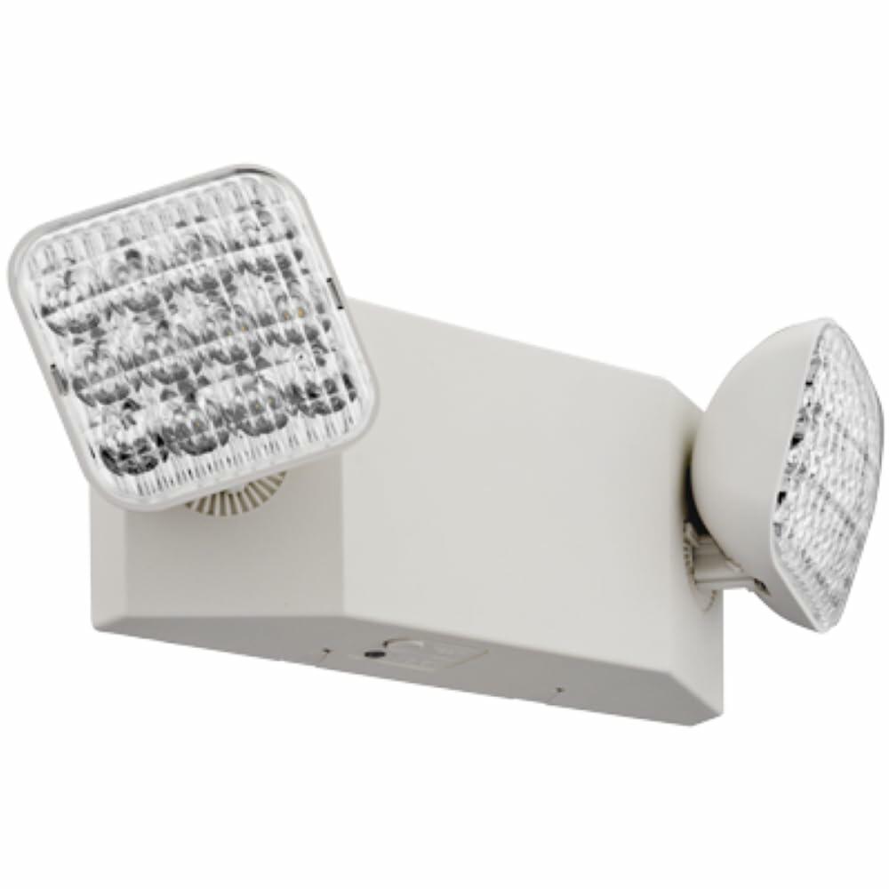 Lithonia Lighting Basics LED Emergency Light, Emergency Lighting with Dual Adjustable LED Lamp Heads, Wall Mount, Damp Location Rated, 90-Minute Backup, 120/277V, White (EU2C M6)