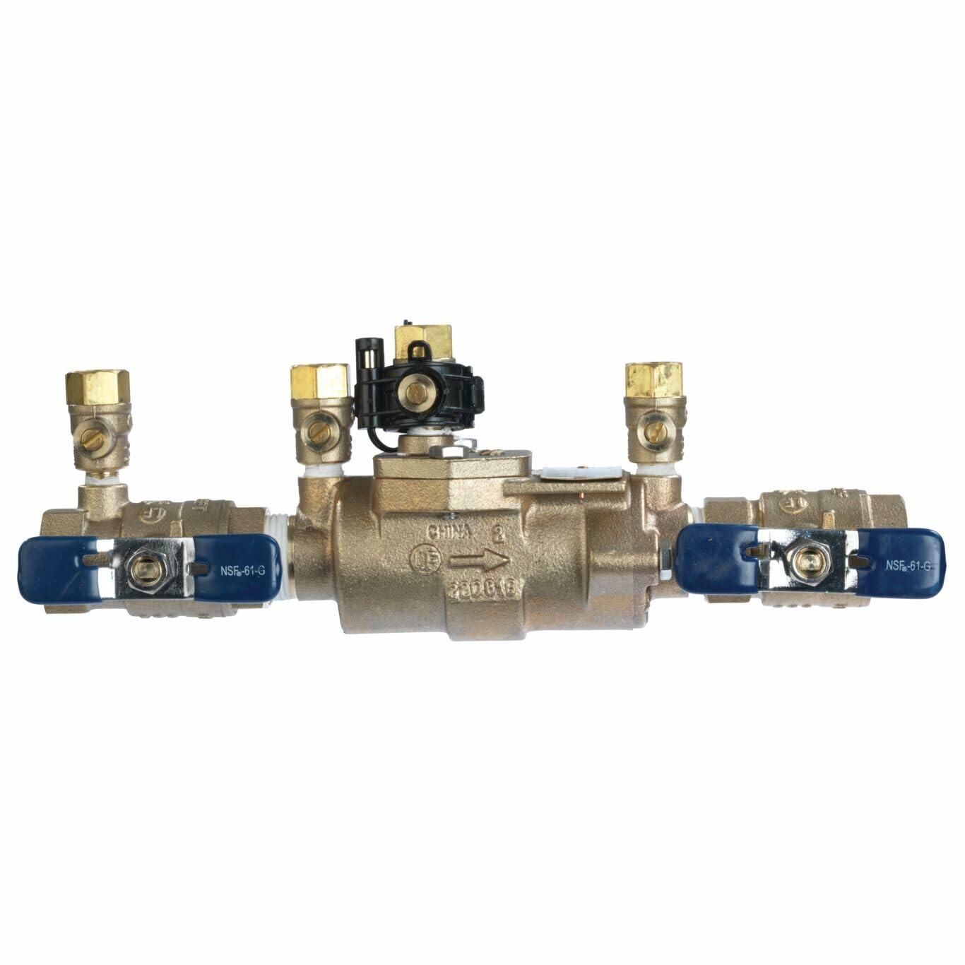 Febco LF850 Series 3/4" Lead-Free Copper Silicon Alloy Double Check Valve Backflow Preventer Assembly, Quarter Turn Shutoff, Small Diameter, NPT Connections, Freeze Sensor, Modular Design