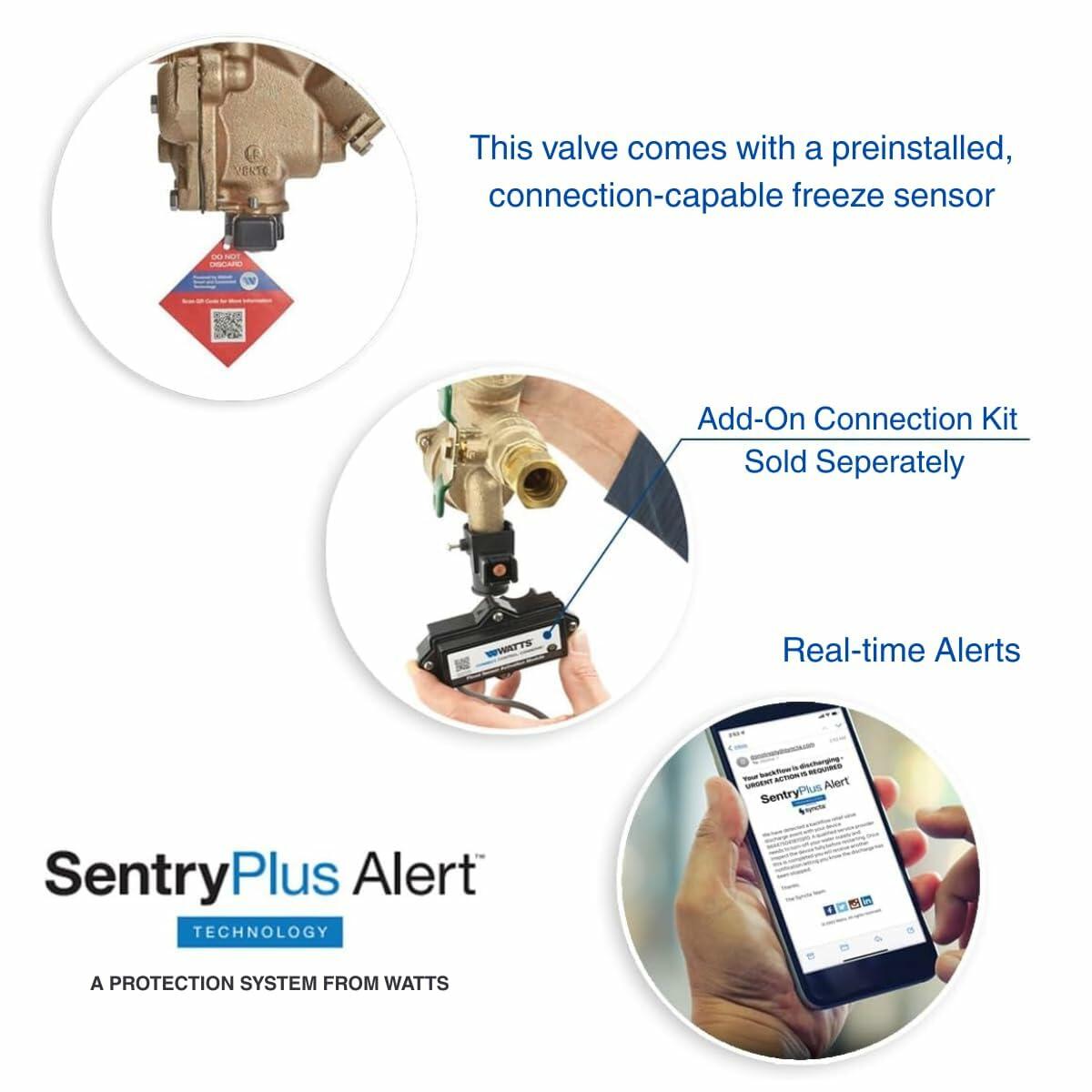 Febco 765 Series 1" Bronze Pressure Vacuum Breaker Backflow Preventer, Quarter Turn Shutoff, Union Connections, Freeze Sensor with SentryPlus Alert Technology, Industrial Plants, Irrigation System