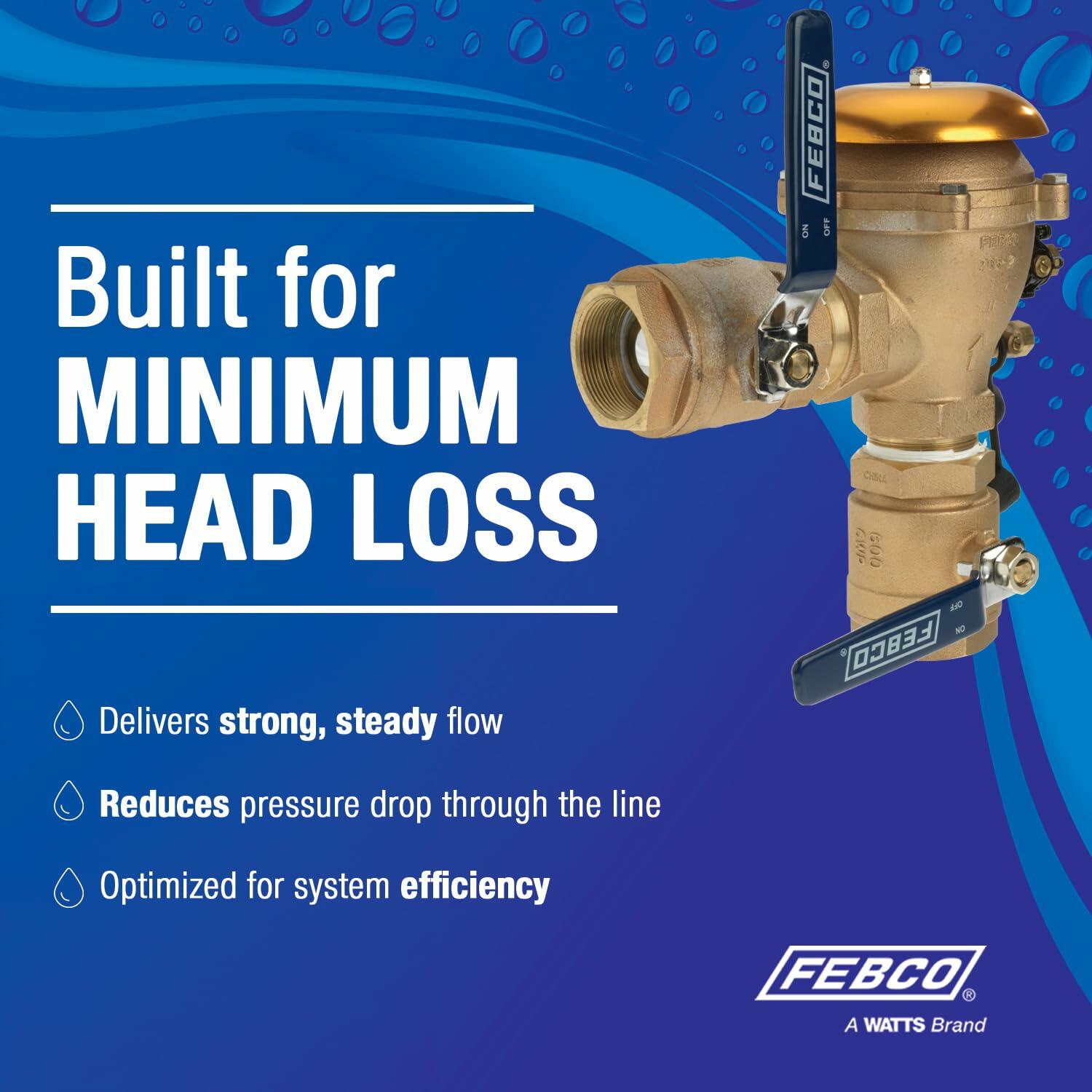 Febco 765 Series 1" Bronze Pressure Vacuum Breaker Backflow Preventer, Quarter Turn Shutoff, Union Connections, Freeze Sensor with SentryPlus Alert Technology, Industrial Plants, Irrigation System