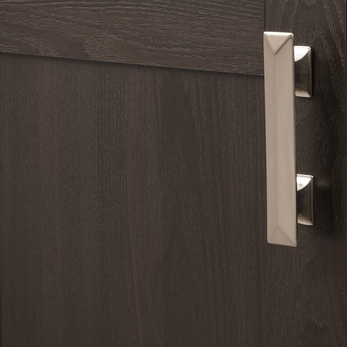 Hickory Hardware 1 Pack Solid Core Kitchen Cabinet Pulls, Luxury Cabinet Handles, Hardware for Doors & Dresser Drawers, 3 Inch & 3-3/4 Inch (96mm) Hole Center, Satin Nickel, Bungalow Collection