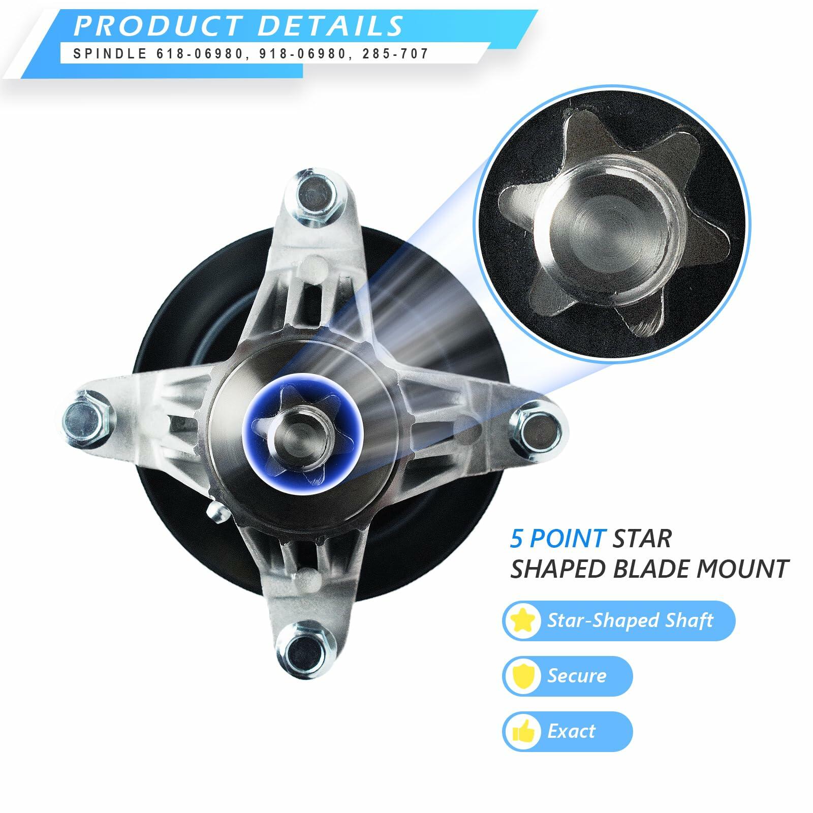 JXJKCZ 618-06980 918-06980 Spindle Assembly Fits for 50" Deck Lawn Mower Compatible with M TD Cub Ca det Troy B ilt RZT-L50 XT1-GT50 S50KH LX50 S50, 1 Pack