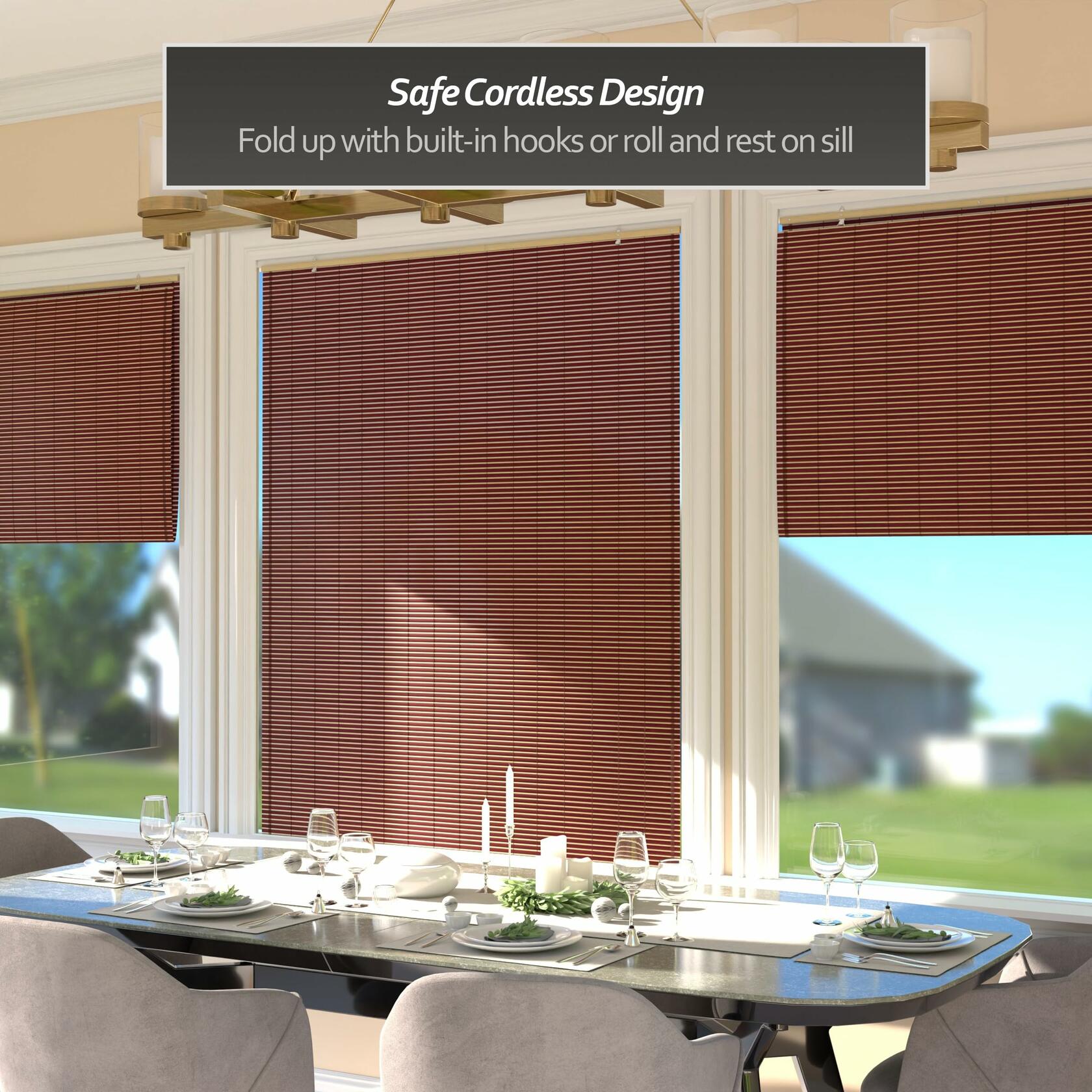 Red Lantern Bamboo Cordless Window Shade - Mahogany, 48" Wide