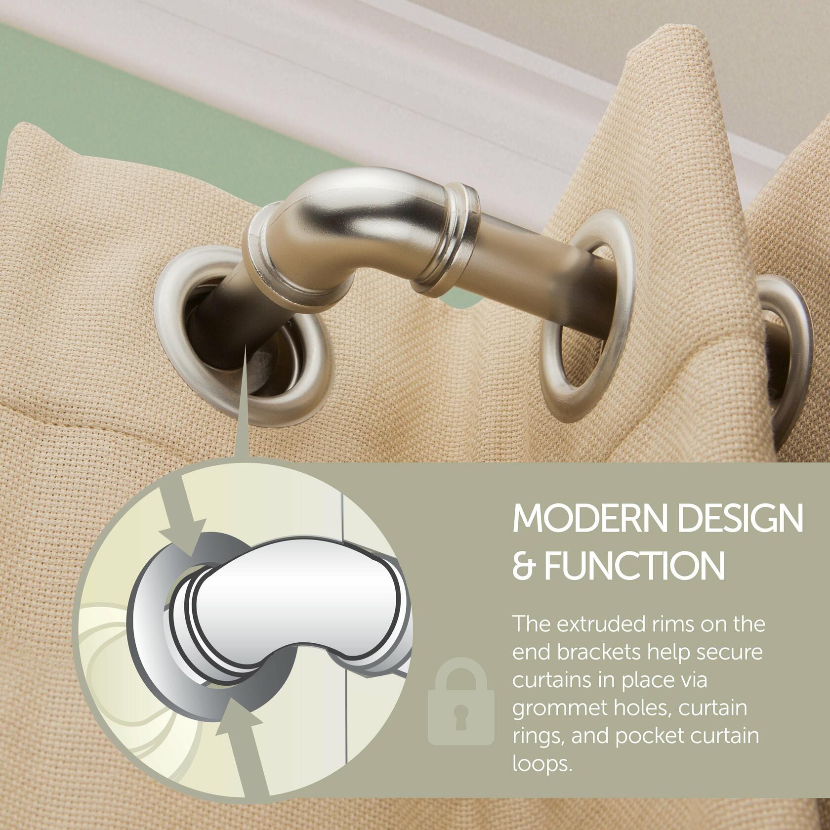 Rod Desyne BOT100-844 1 inch Blackout Curtain Rod, 84-120 inch, Antique Brass