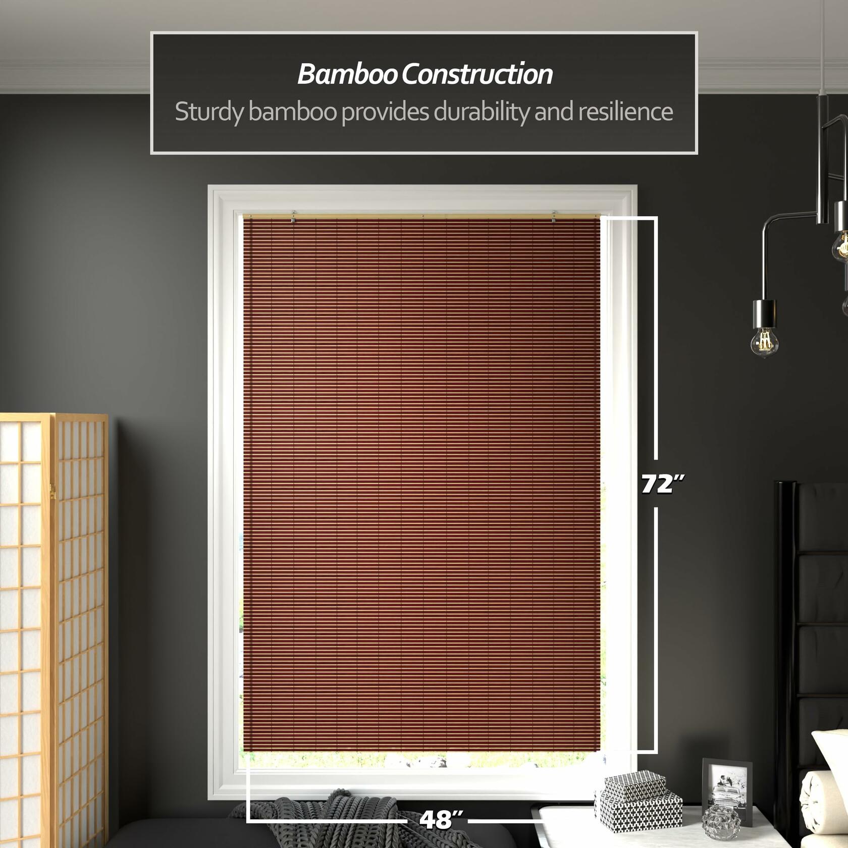 Red Lantern Bamboo Cordless Window Shade - Mahogany, 48" Wide
