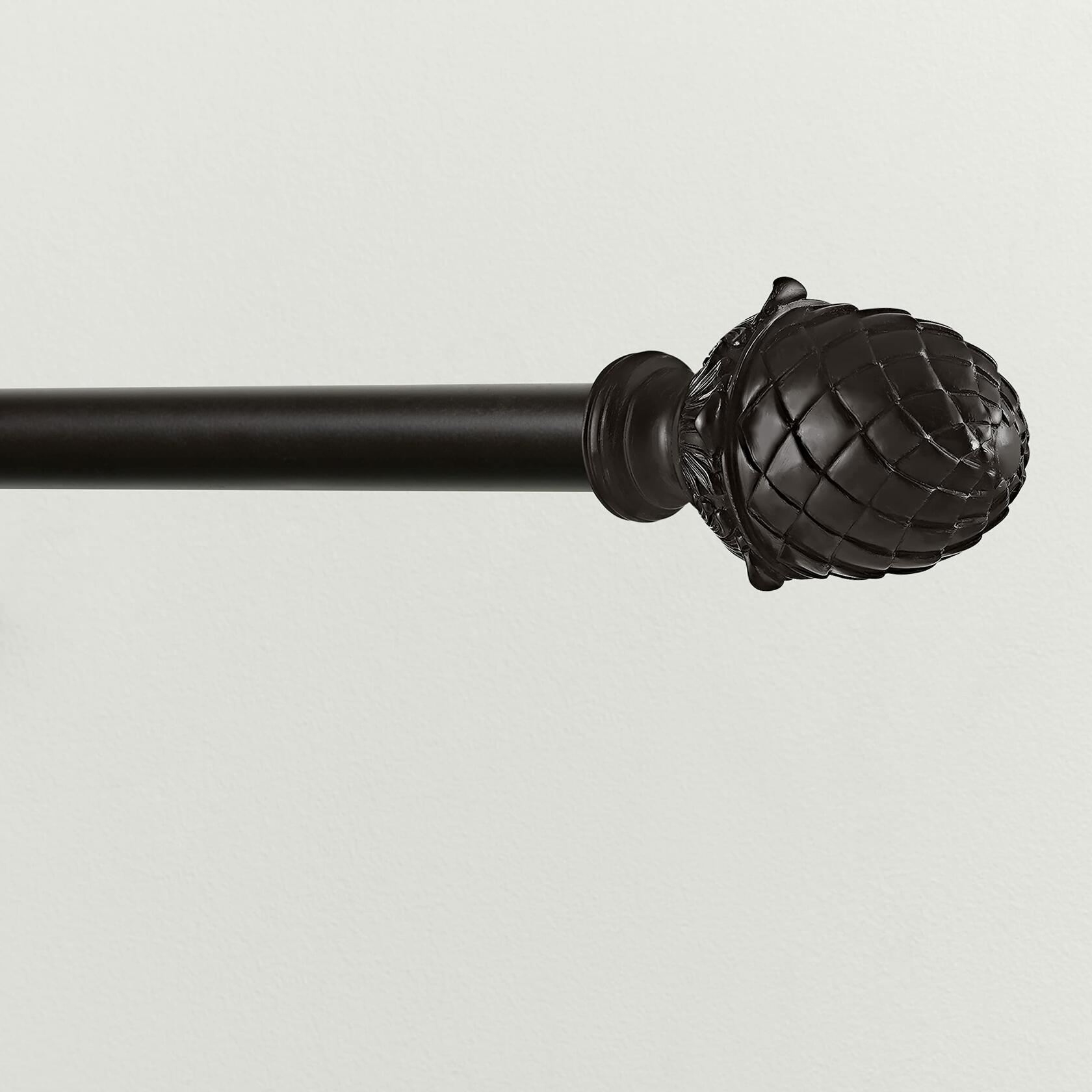 Exclusive Home Acorn 1" Curtain Rod and Coordinating Finial Set, Matte Bronze, Adjustable 36"-72"