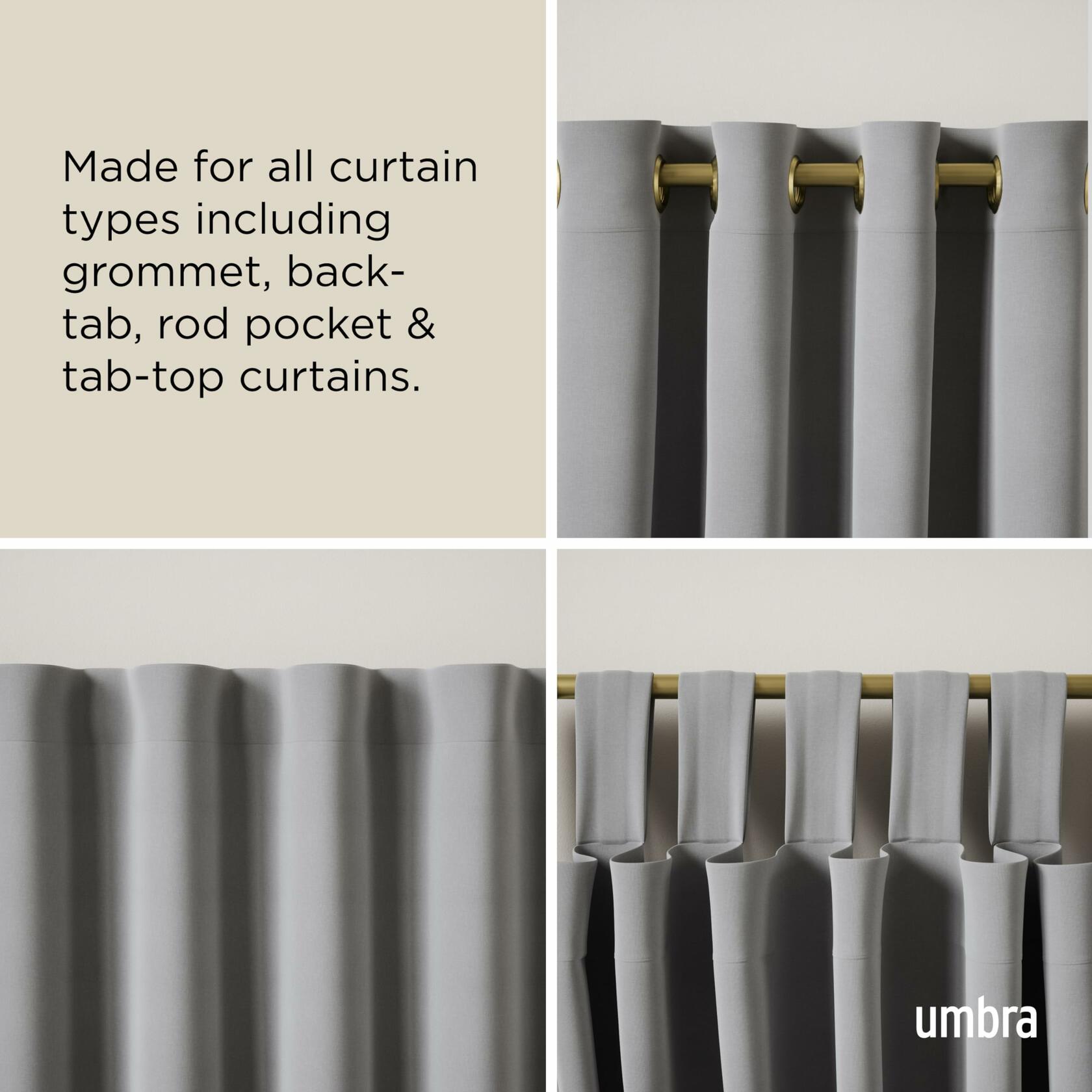 Umbra Cappa Modern 1" Curtain Rod, Includes 2 Matching Finials, Brackets & Hardware, Brass