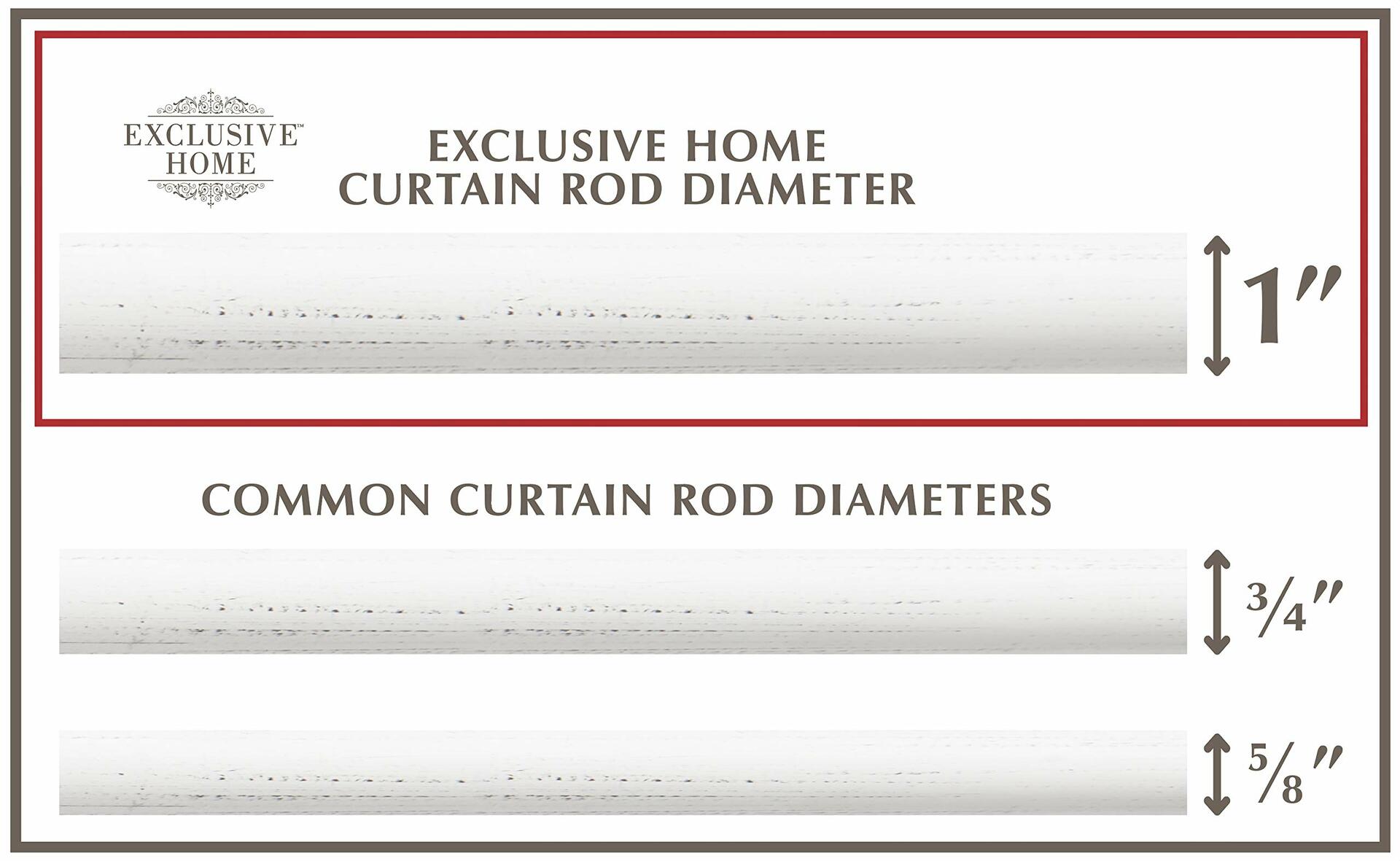 EXCLUSIVE HOME Napoleon 1" Curtain Rod and Coordinating Finial Set, Gunmetal, Adjustable 66"-120"