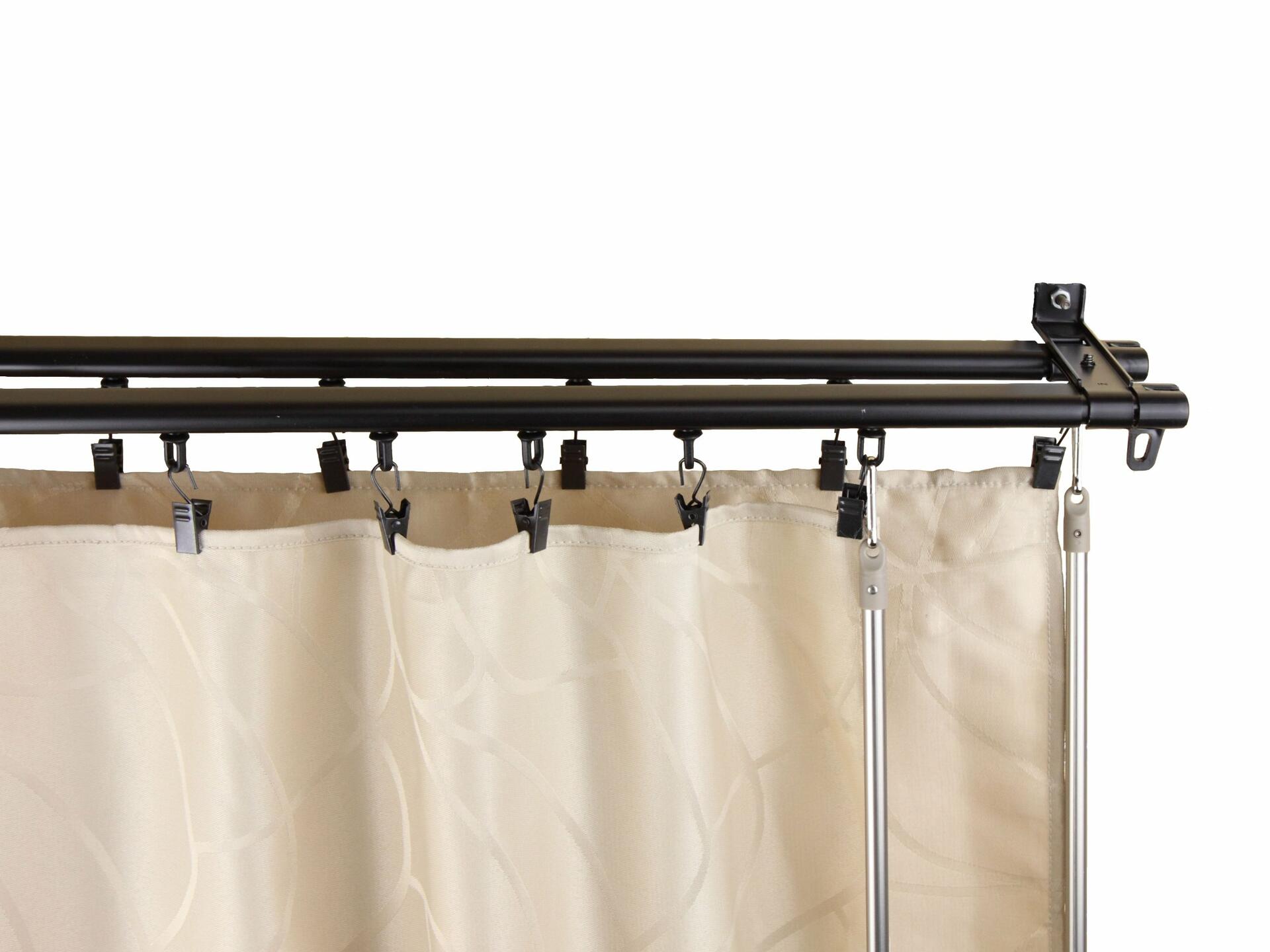 Rod Desyne Baton Draw Adjustable Double Track for Windows, 48 to 84-Inch, Black