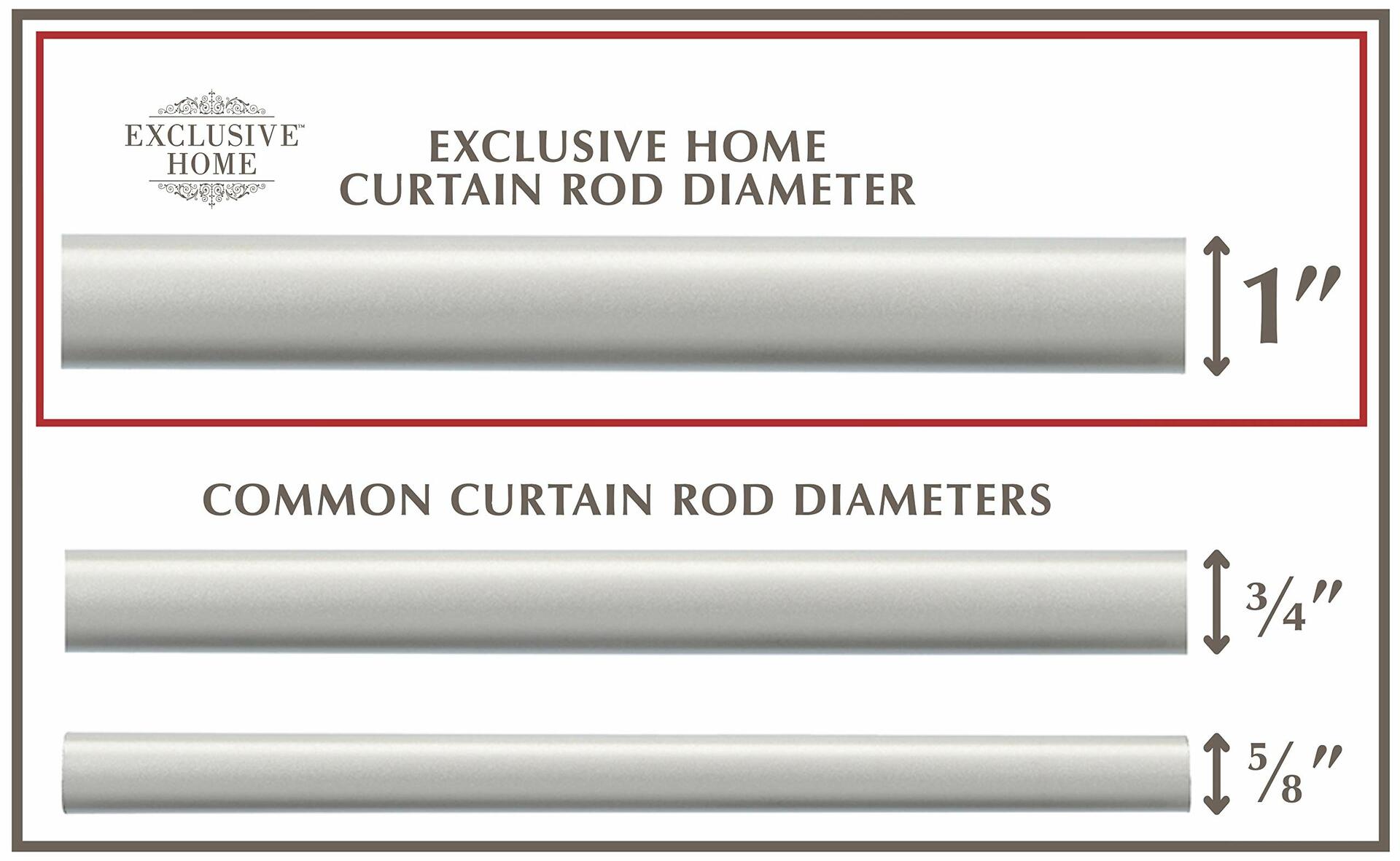 Exclusive Home Curtains ER1004-01 3672 Peony 1" Curtain Rod and Finial Set, 36"-72", Matte Silver