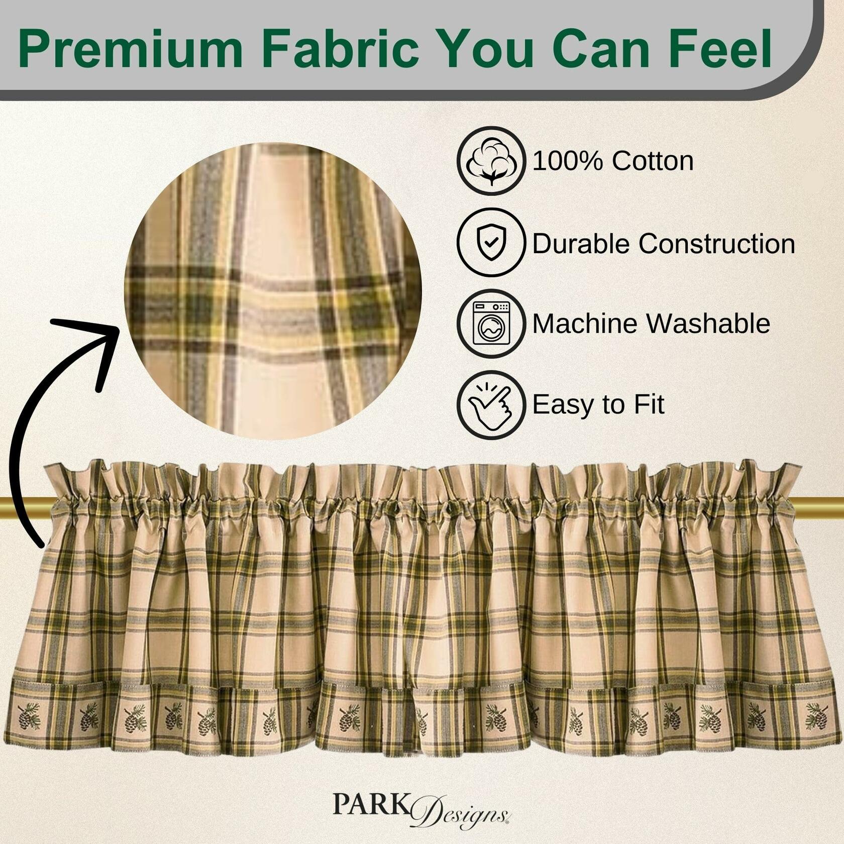 Park Designs Farmhouse Kitchen Valances for Windows - Plaid Pine Lodge | Fall Decor Window Valance Curtains | Plaid Curtain Valances for Windows | Boho Living Rooms & Bathrooms | 72" x 14"