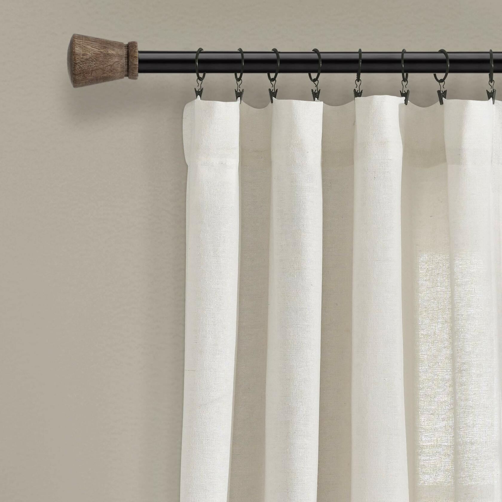 Lush Decor Linen Button Window Curtain Panel, Single, 40" W x 95" L, Off White- Country Curtains - Rustic Decor - Color Block - Modern Farmhouse Curtains