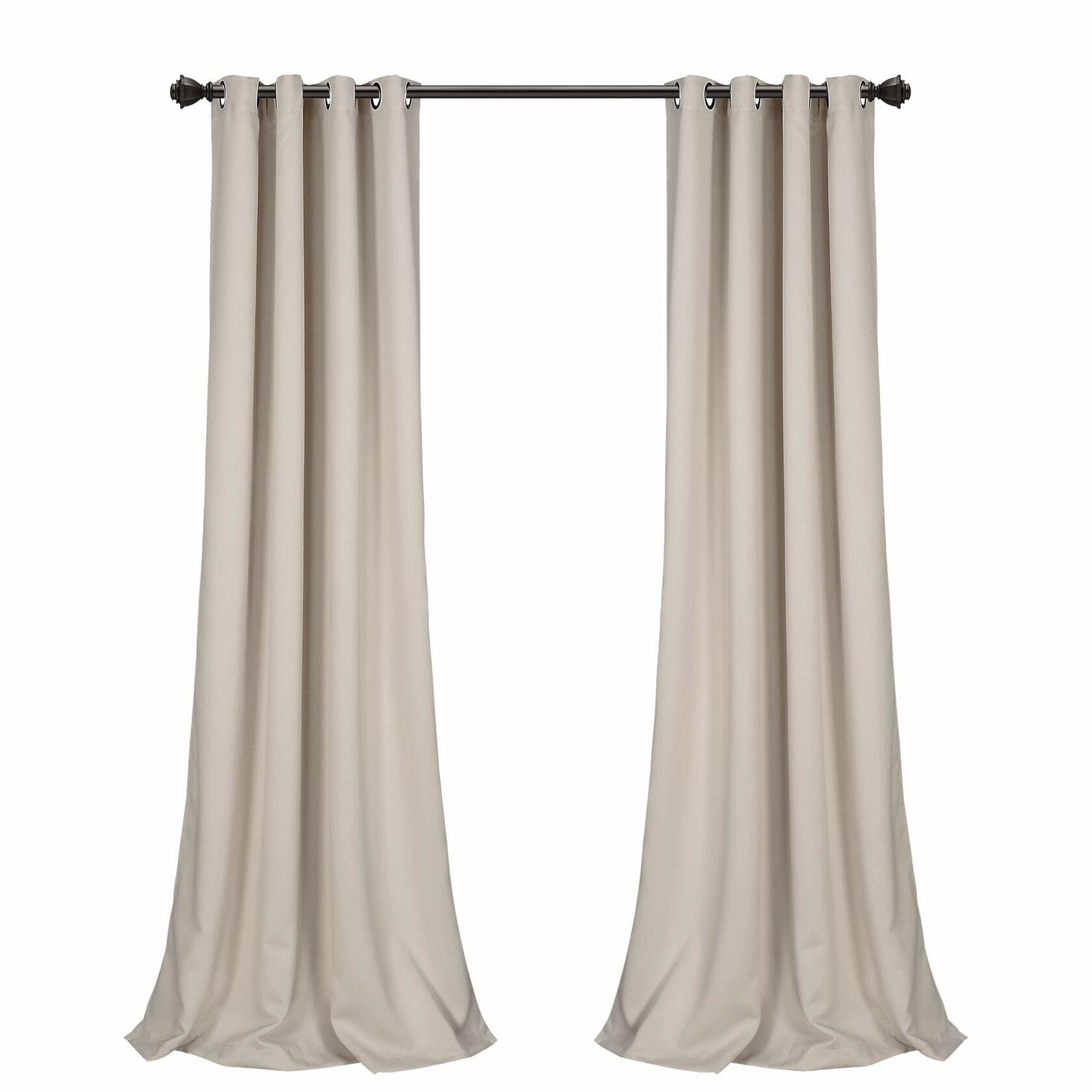 Lush Decor Insulated Grommet Blackout Window Curtain Panels, Pair, 52" W x 95" L, Wheat - Classic Modern Design - Chic Window Decor - Long Curtains For Living Room, Bedroom, Or Dining Room