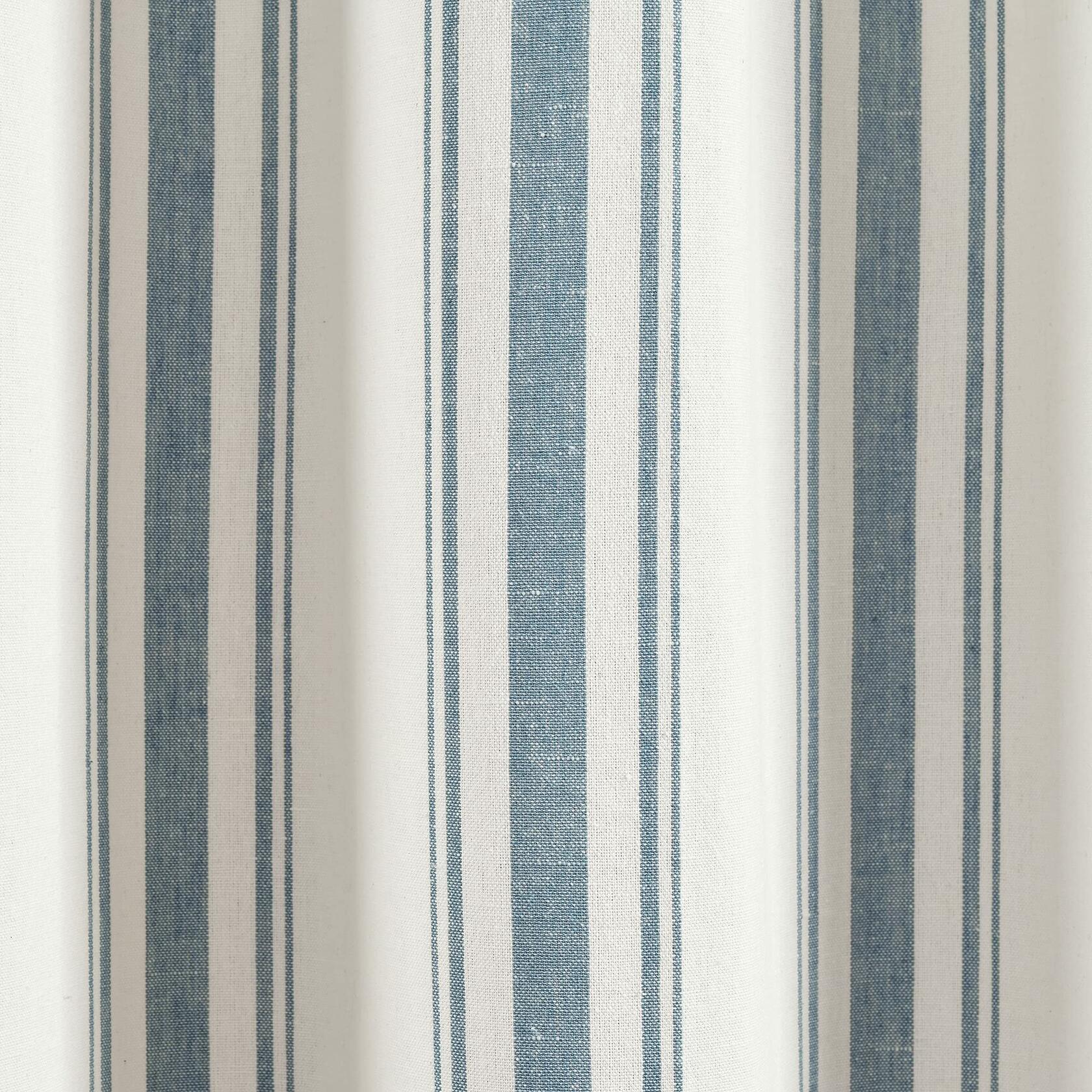 Lush Decor Farmhouse Stripe Yarn Dyed Eco-Friendly Recycled Cotton Window Curtain Panel Pair, 42" W x 95" L, Blue - Classic Modern Rustic Charm - Eco Friendly Cotton Fabric
