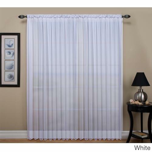 Ricardo Tergaline Semi-Sheer, Unique Two-Way Rod Pocket Top, 108-IN Extra Wide Panel with Custom Weighted Corded Bottom Hem White 108 x 96 96 Inches