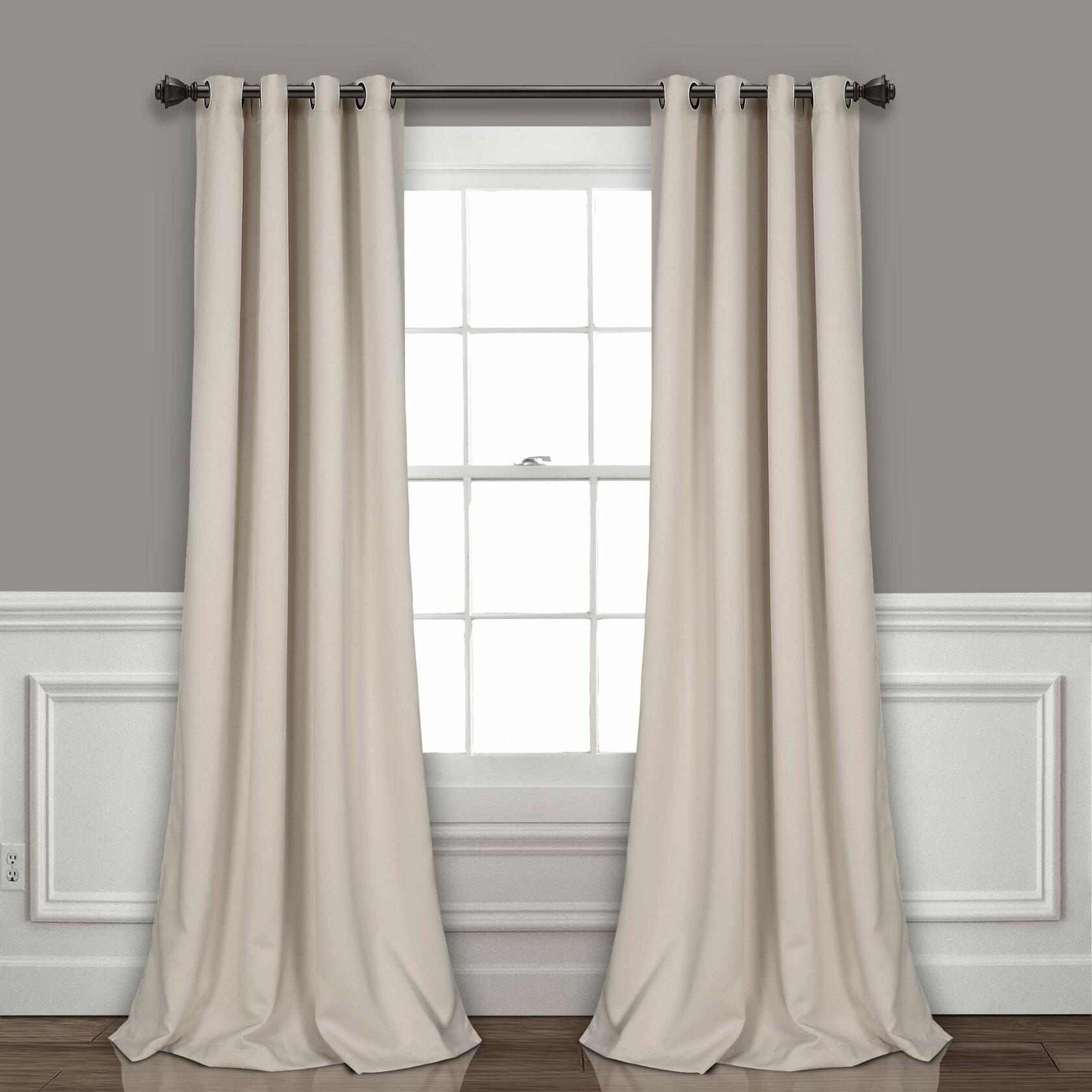 Lush Decor Insulated Grommet Blackout Window Curtain Panels, Pair, 52" W x 95" L, Wheat - Classic Modern Design - Chic Window Decor - Long Curtains For Living Room, Bedroom, Or Dining Room
