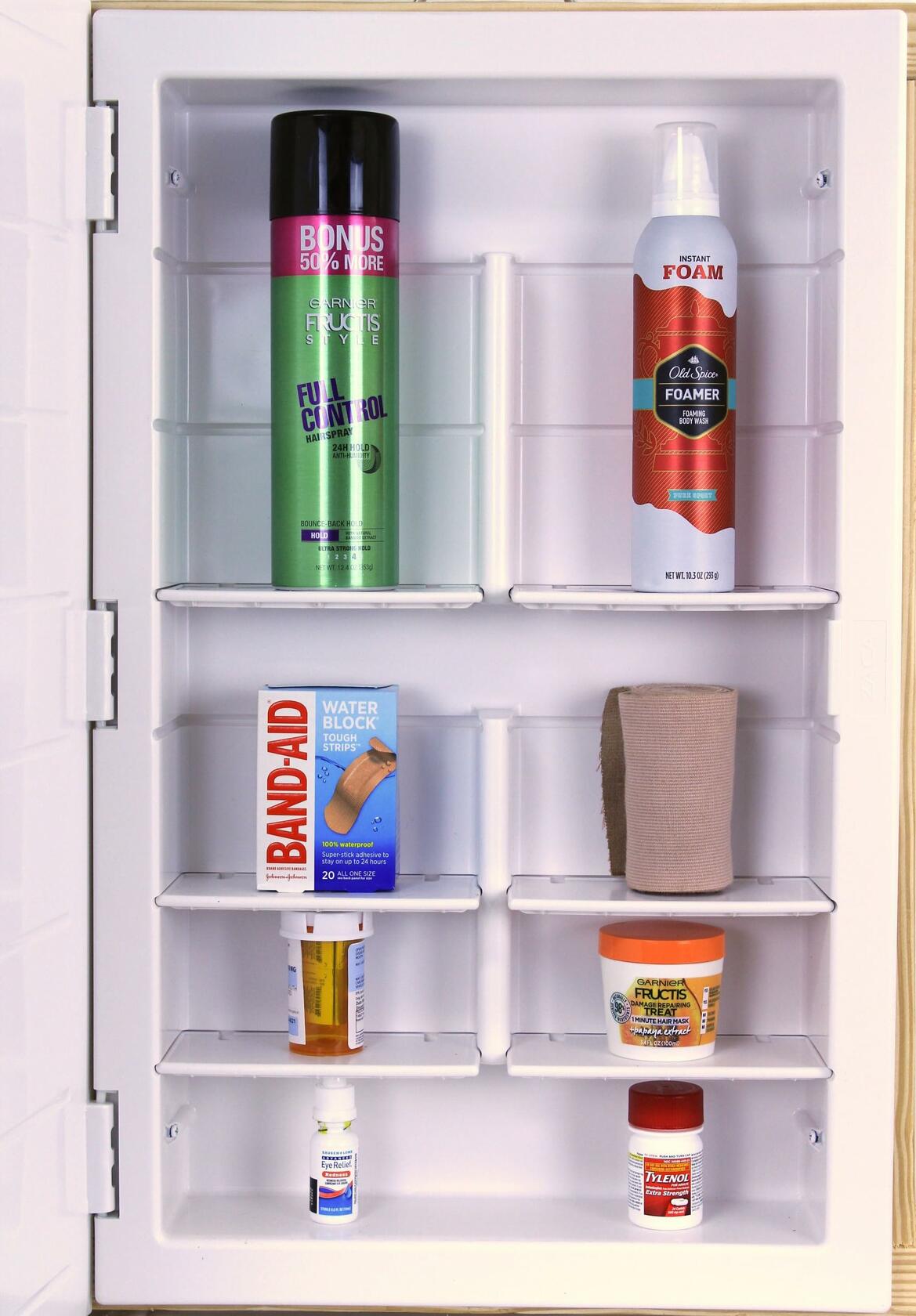 HomeSelects Rococco Classical European Styled Beveled Arched Mirror Over Rectangular Beveled Base Mirror Recessed Bathroom Medicine Cabinet 30�