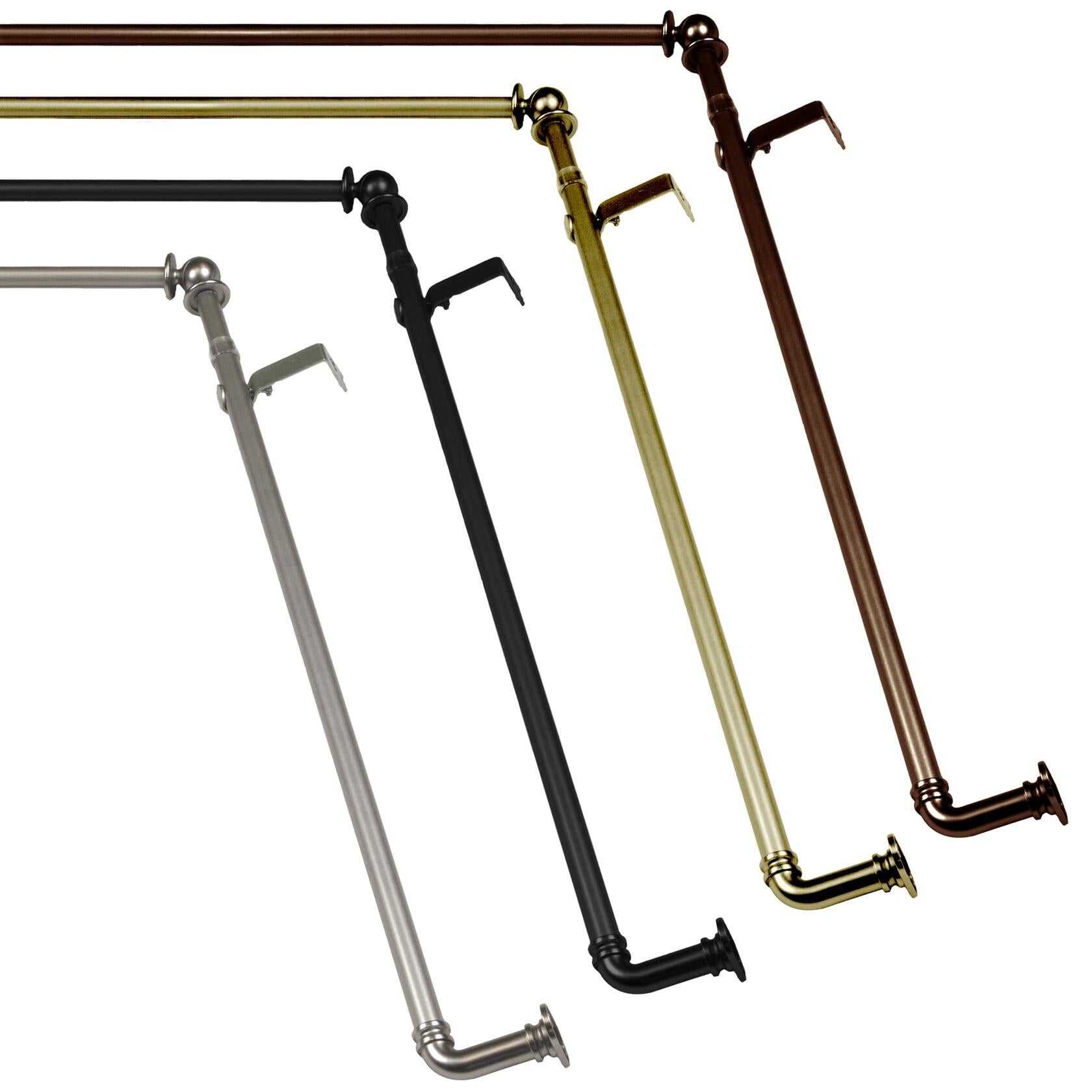 Rod Desyne 5/8 inch Blackout Bay Curtain Rod, 20"-36", 38"-72", Satin Nickel