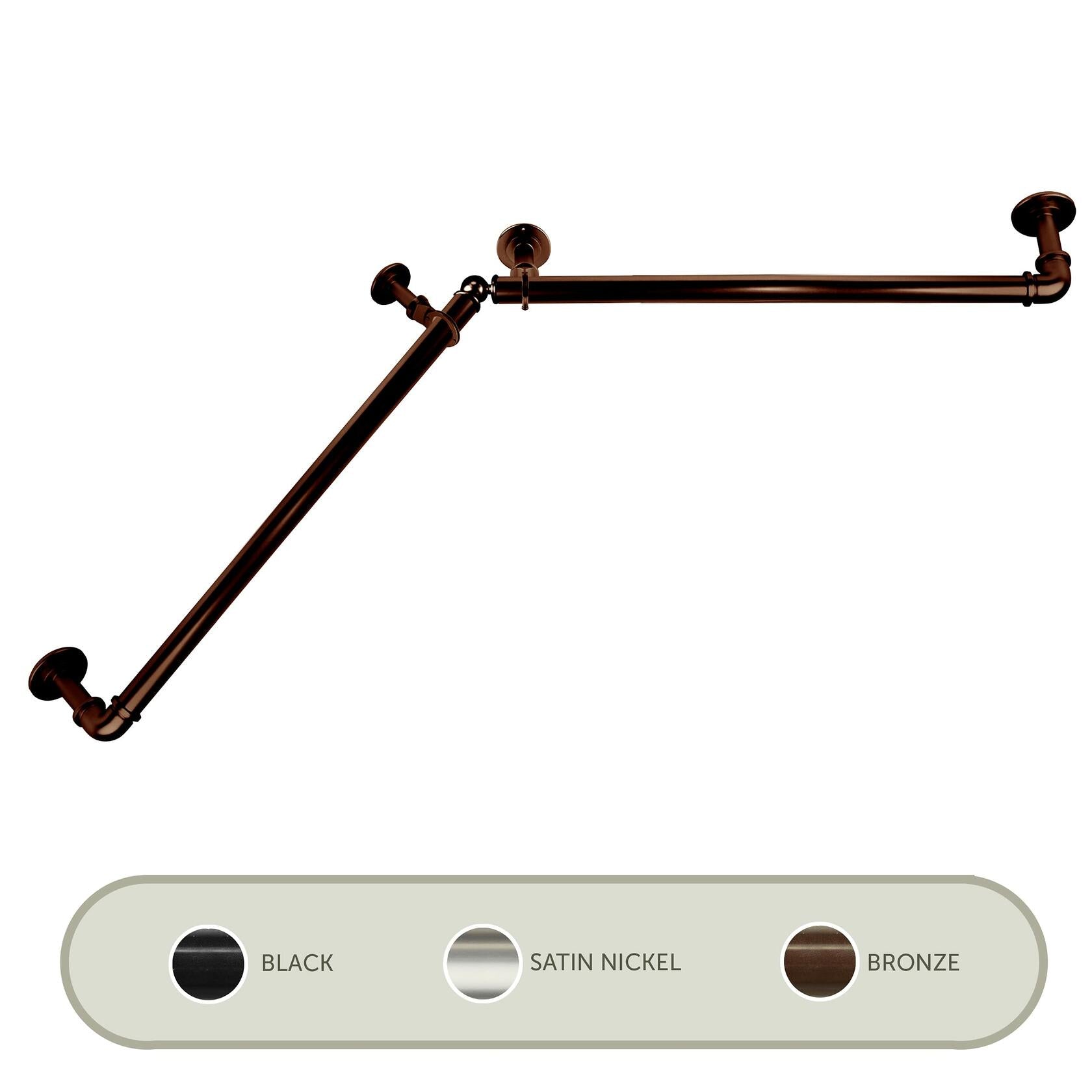 1 inch Blackout Corner Curtain Rod 28-48 inch - Bronze