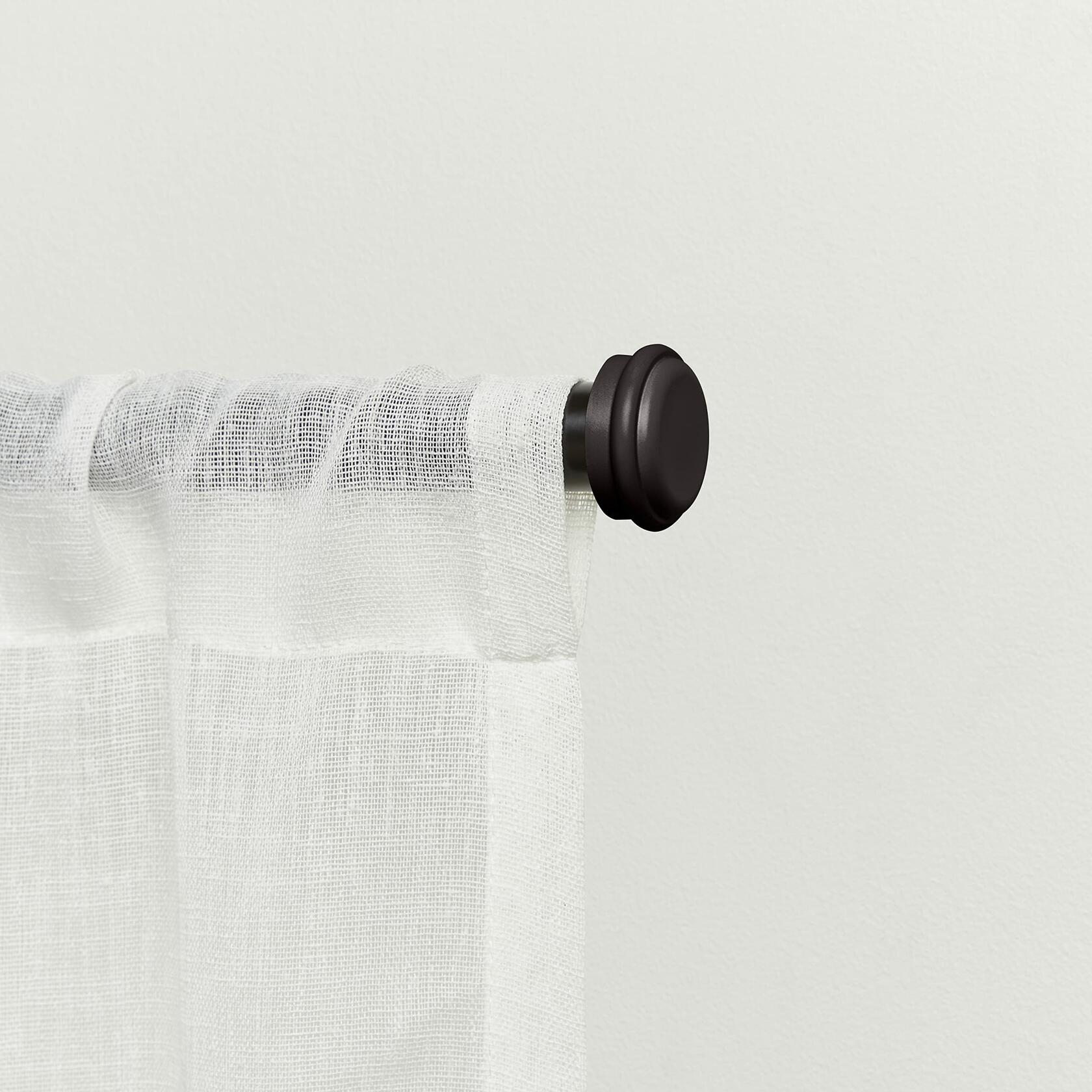 EXCLUSIVE HOME Topper 1" Curtain Rod and Coordinating Finial Set, Matte Bronze, Adjustable 66"-120"