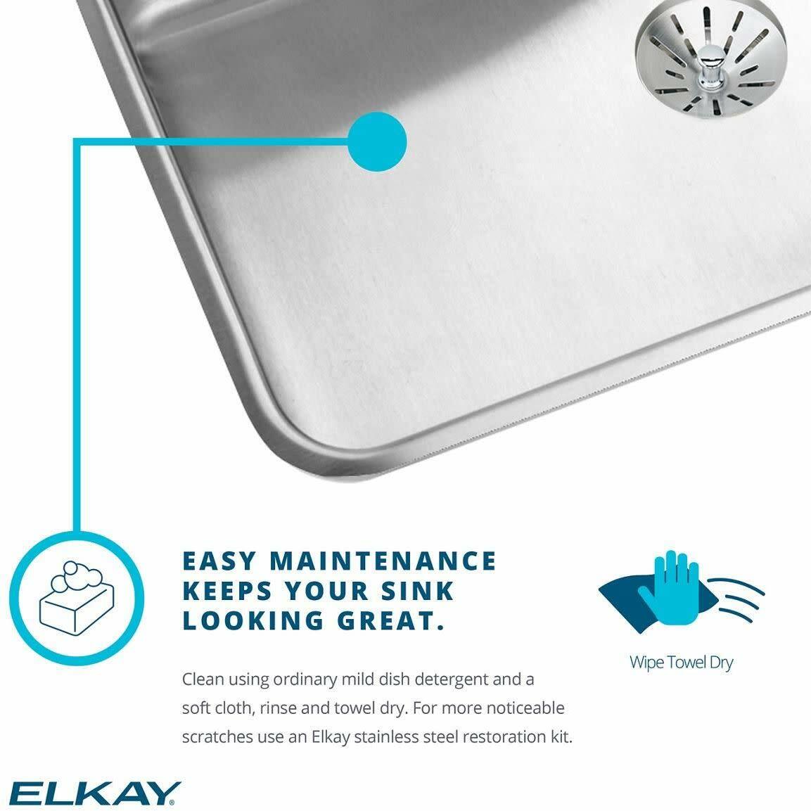 Elkay LR4322 Lustertone 43" Drop In Double Basin Stainless Steel Kitchen Sink - 4 Faucet Holes