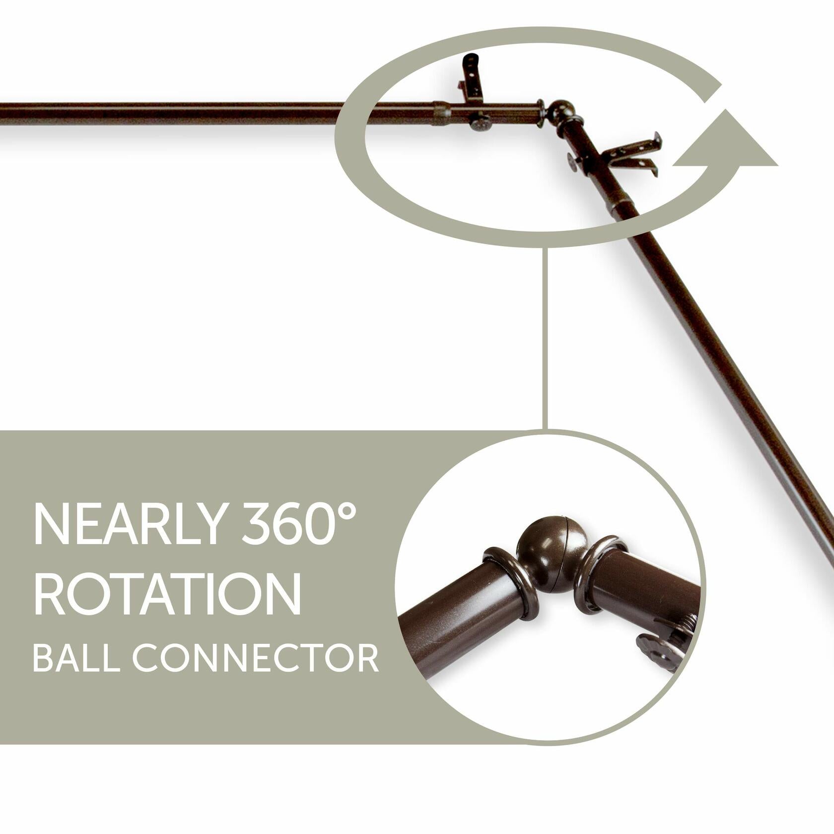 Rod Desyne 13/16" Corner Curtain, 48-84", Cocoa