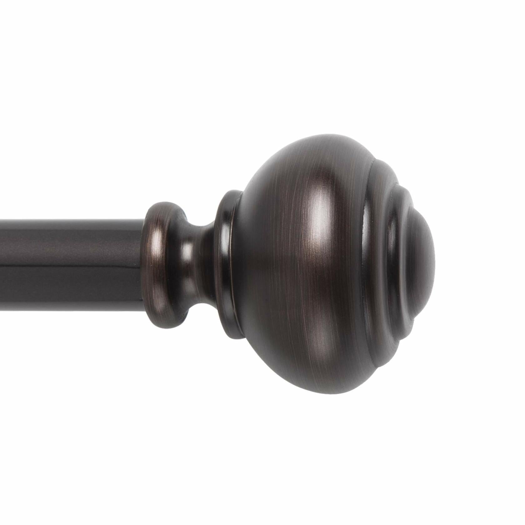 SnugSet | 72-144" Adjustable | Quick Easy Installation | No Tools Option | 1" Dia. Durable Steel Rod | Supports Heavy Fabrics | Knob Finial | Bronze