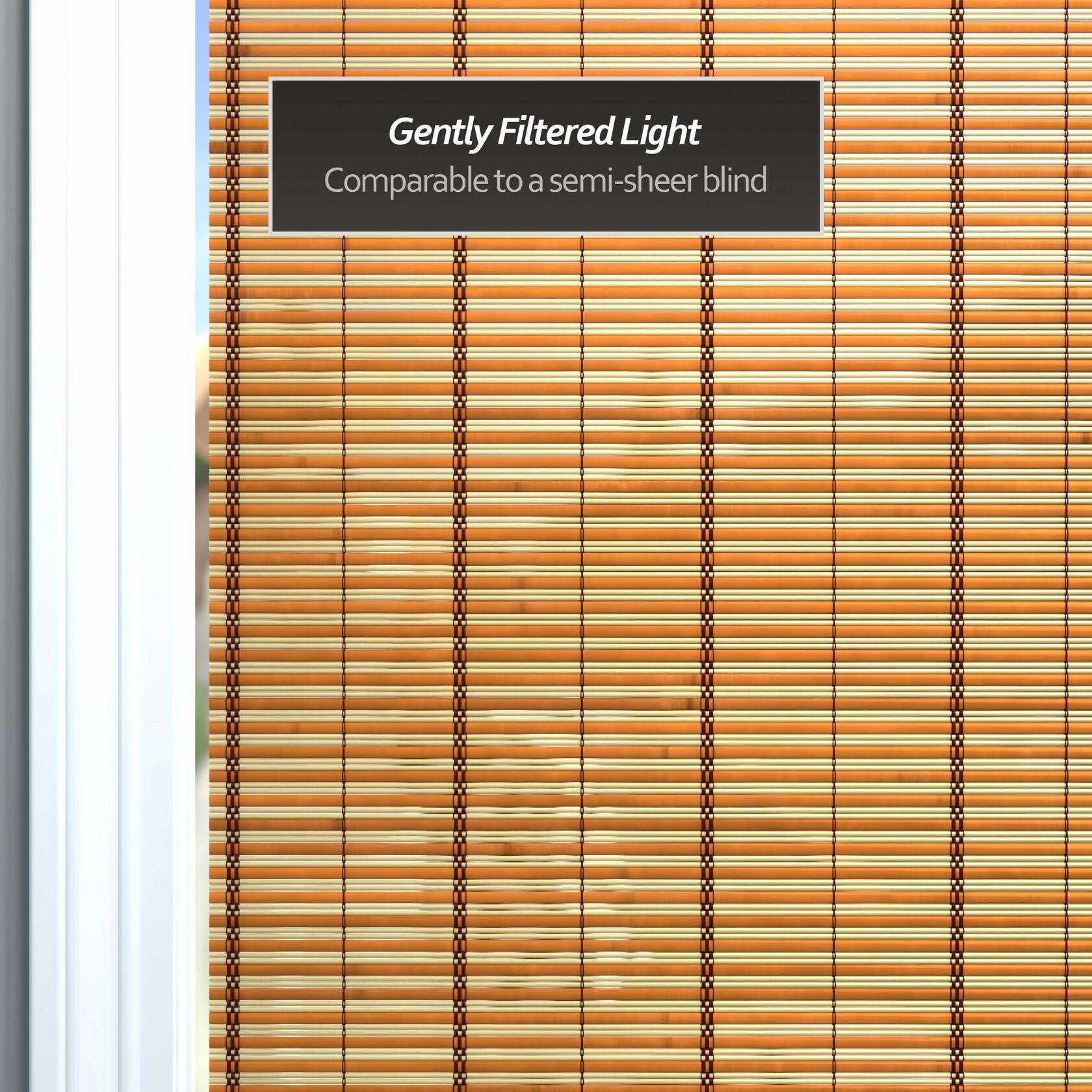 Red Lantern Burnt Bamboo Cordless Window Shade - Two-tone Honey, 48" Wide