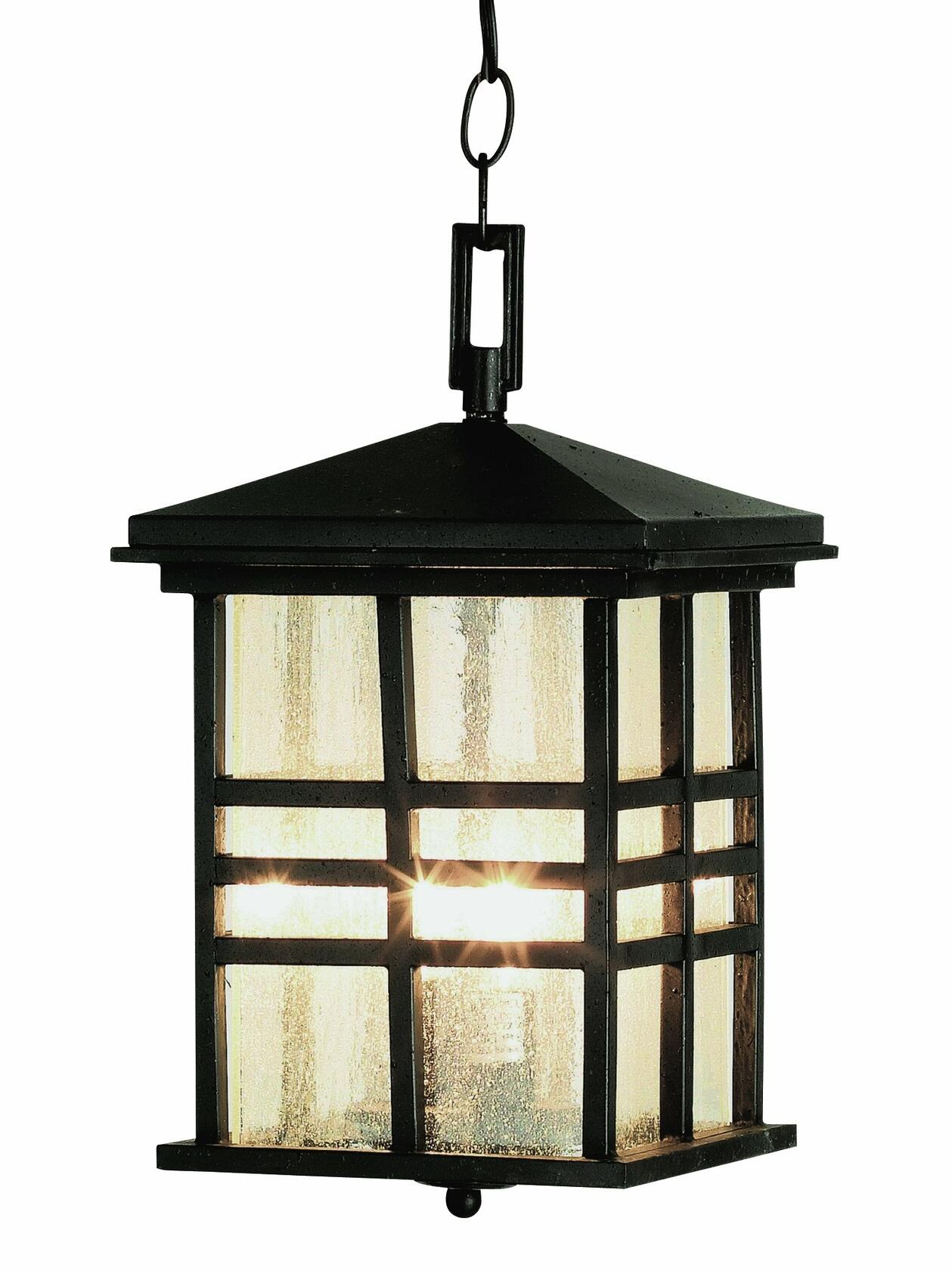 TRANS GLOBE Imports 4638 BK Craftsman/Mission Two Light Hanging Lantern from Huntington Collection in Black Finish, 12.00 inches
